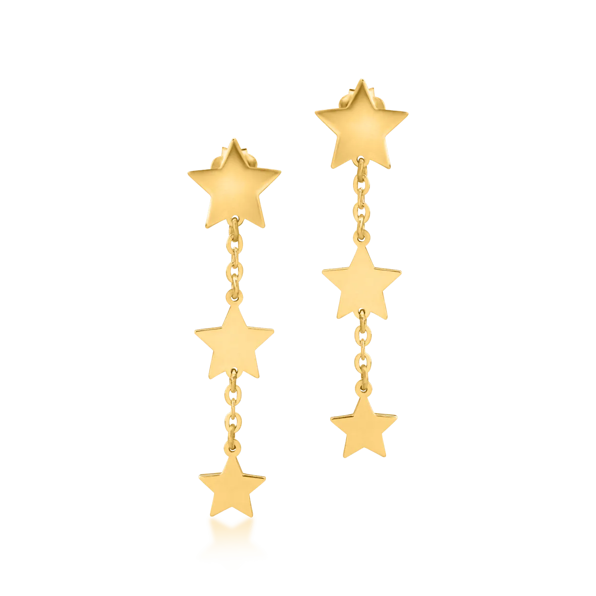 14K yellow gold stars earrings-55119