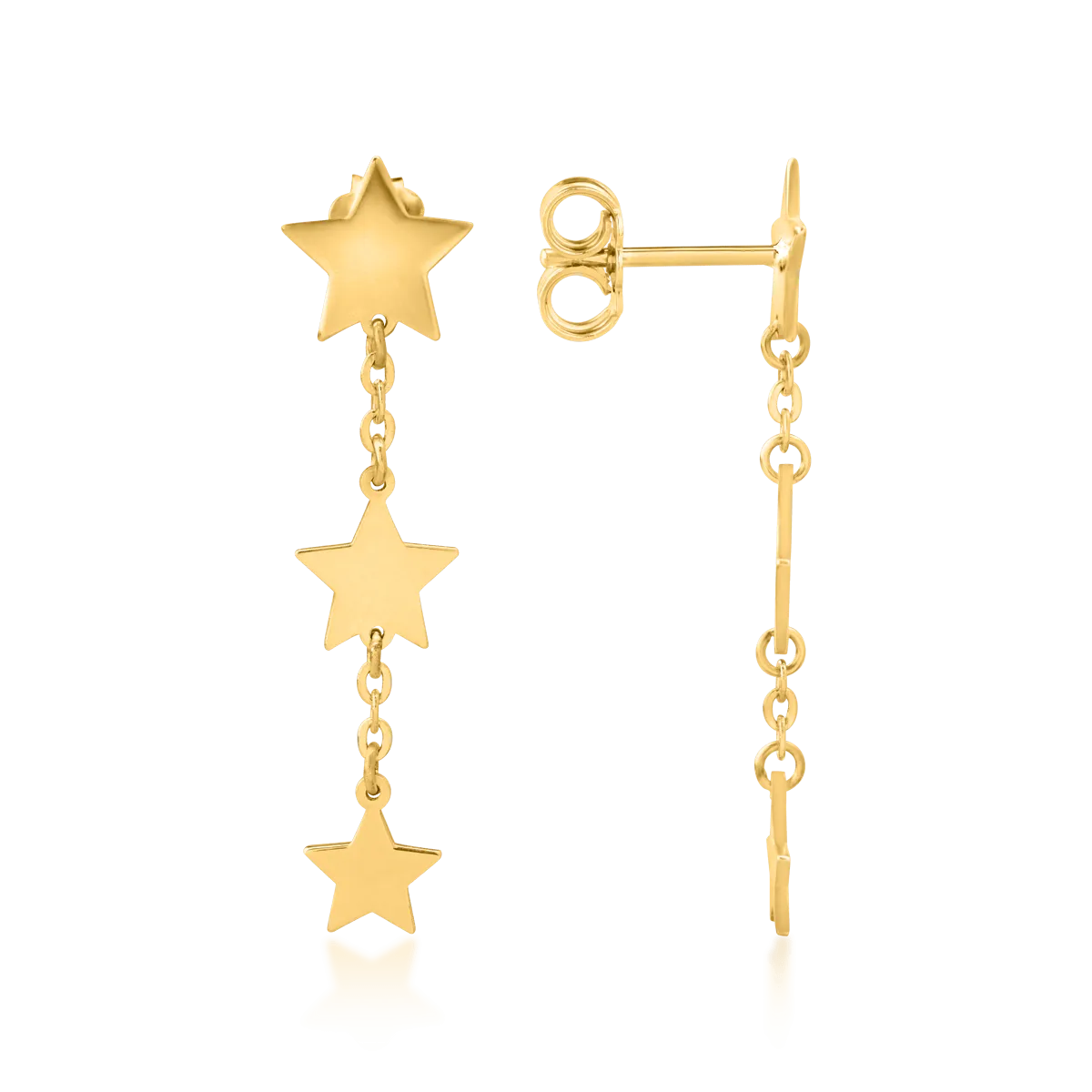 Cercei cu stelute din aur galben