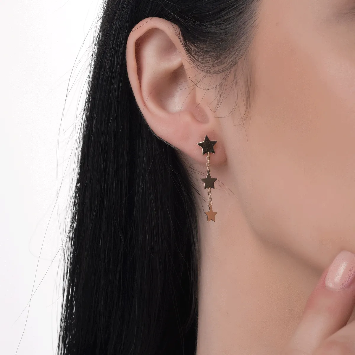 Cercei cu stelute din aur galben