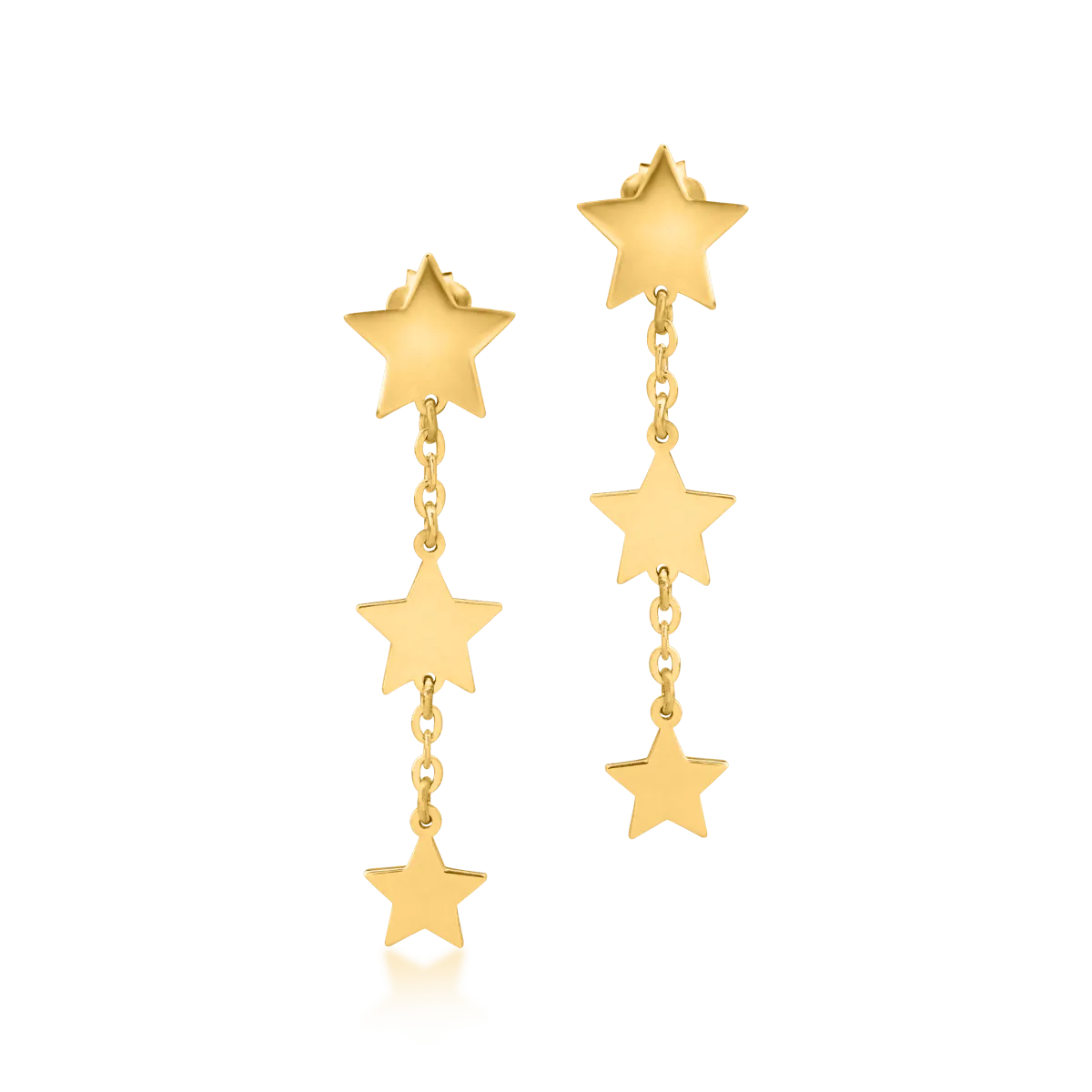14K yellow gold stars earrings