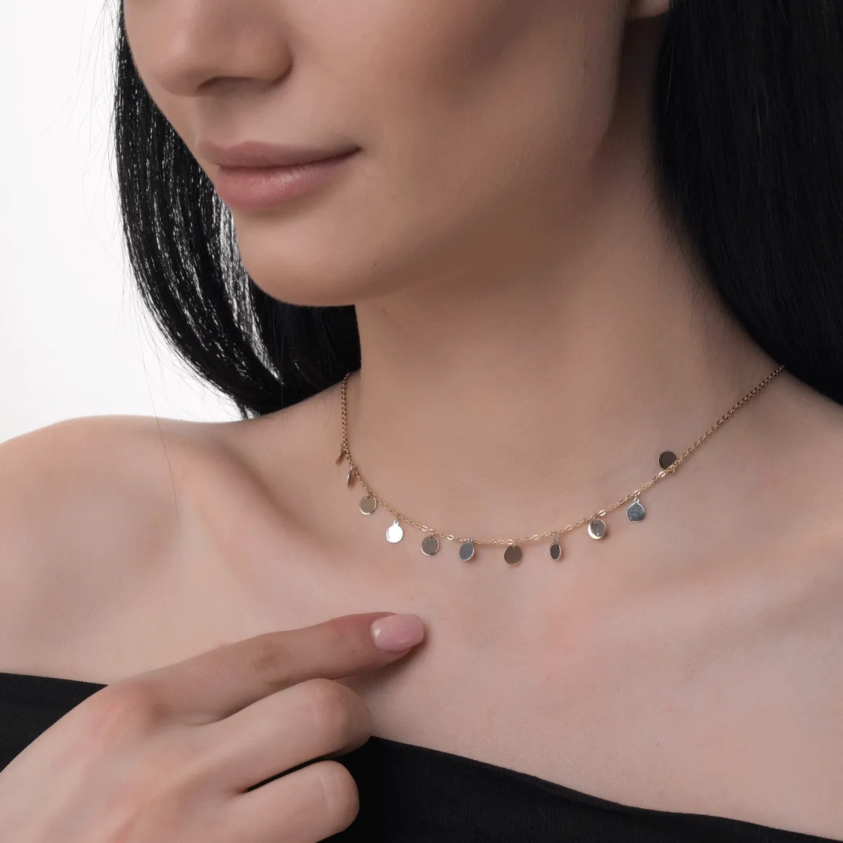 Колие от 14K жълто-бяло злато