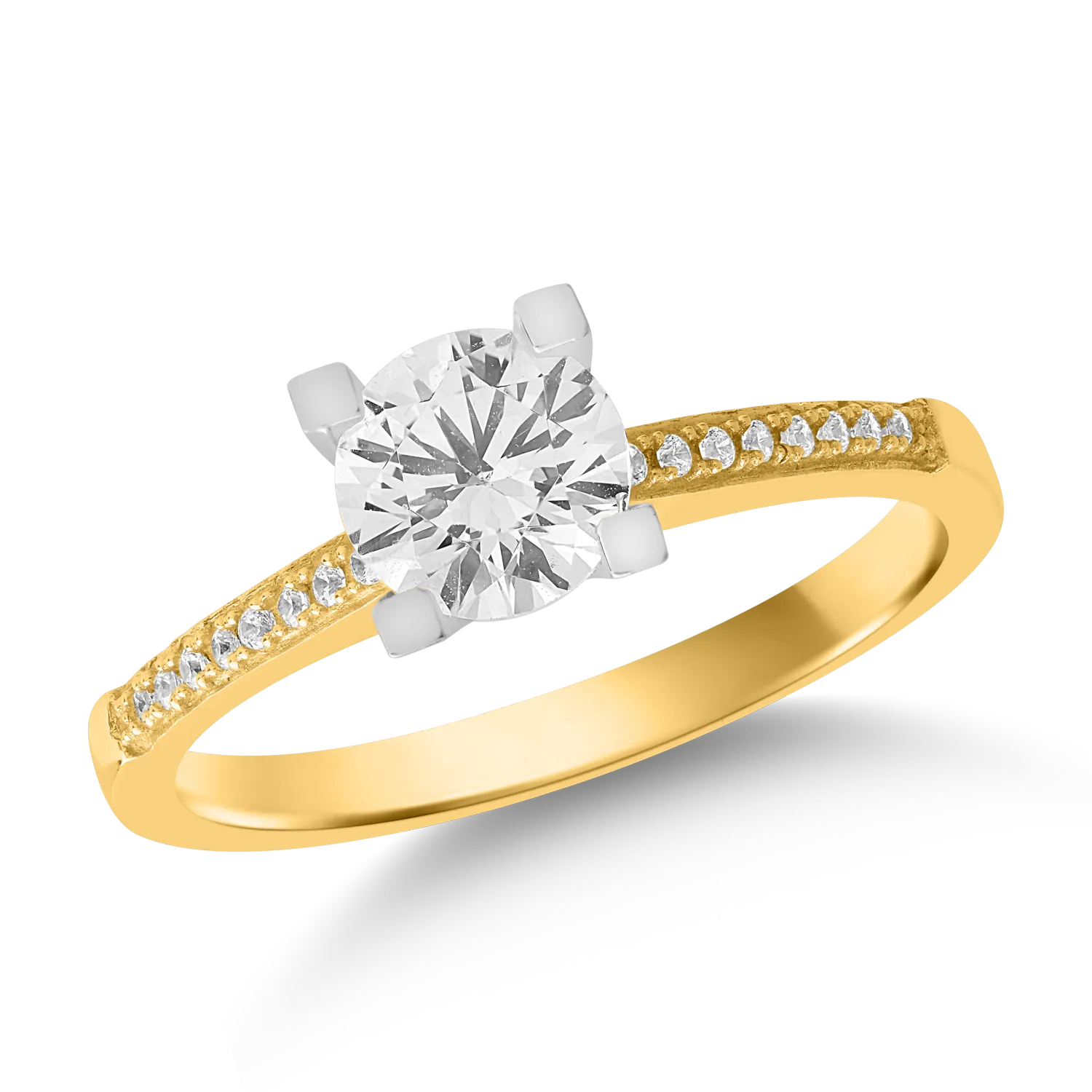 14K yellow-white gold engagement ring