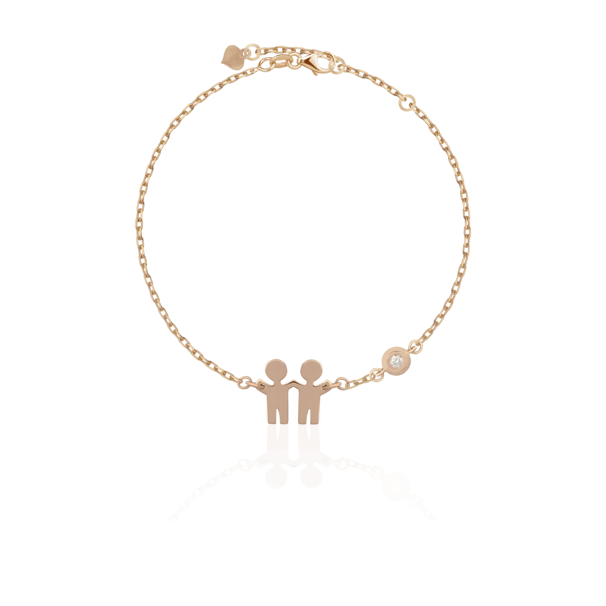 18K rose gold boy shaped charms bracelet with 0.02ct diamond-110588