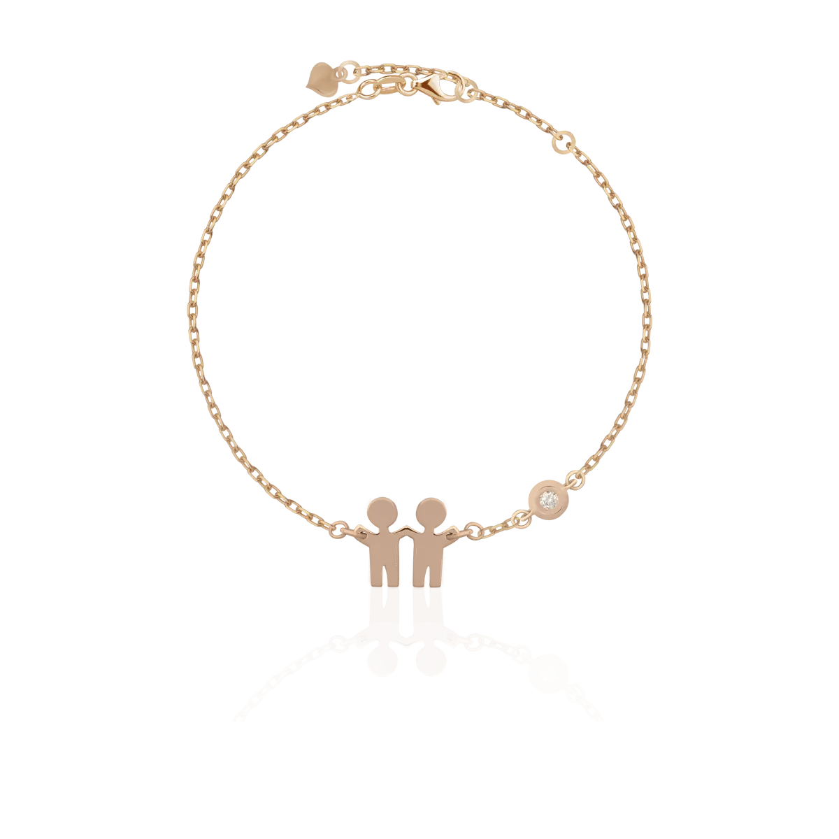 18K rose gold boy shaped charms bracelet with 0.02ct diamond