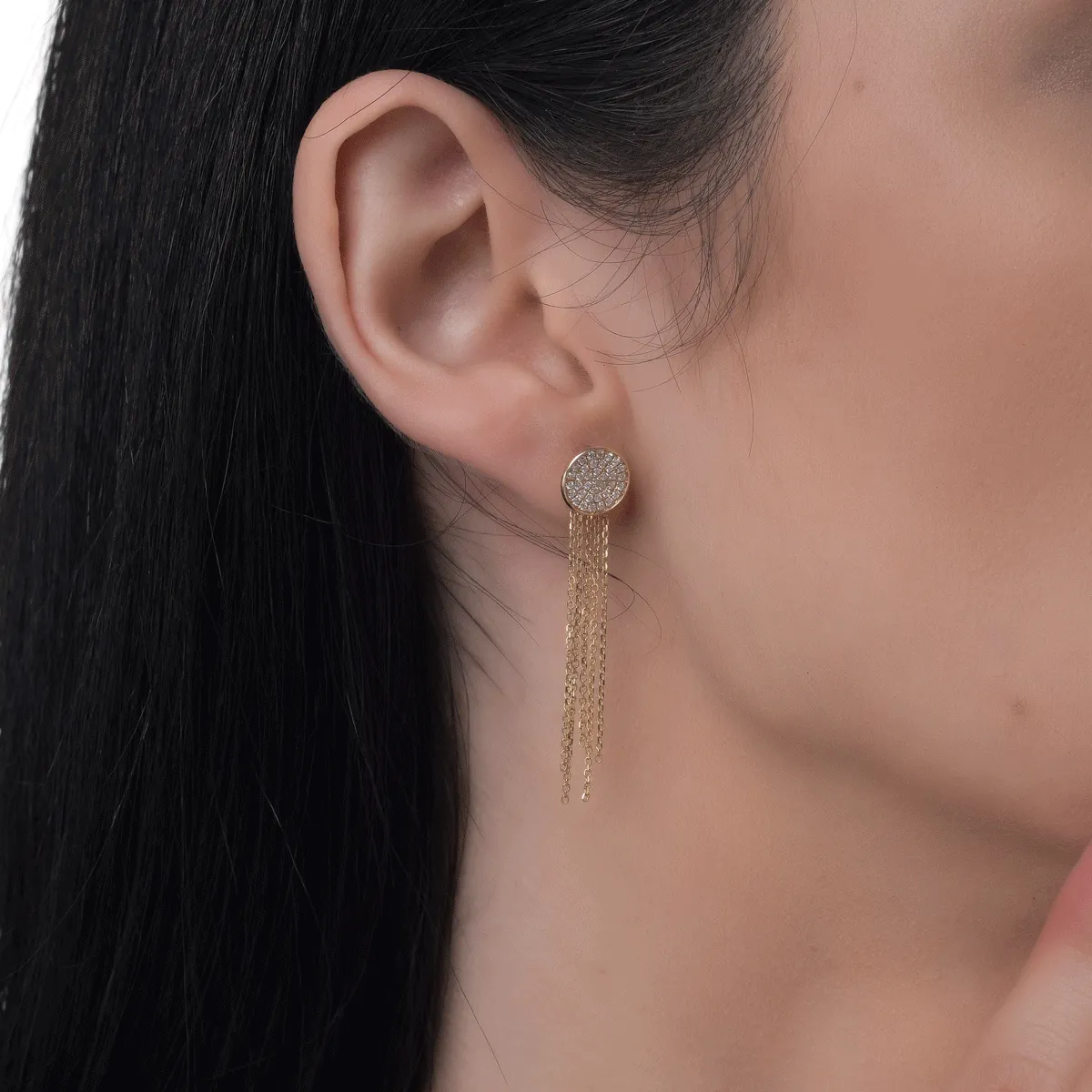 14K жълти златни обеци с 0,28ct диаманта