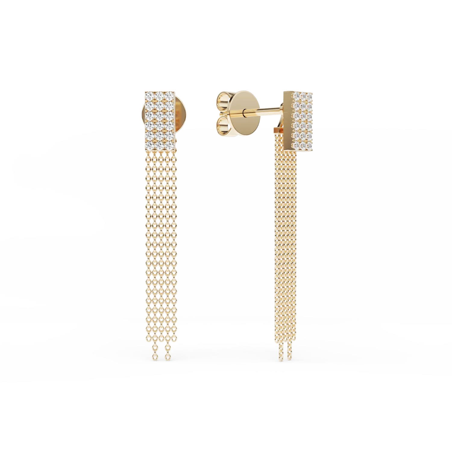 Cercei din aur galben de 14K cu diamante de 0.22ct