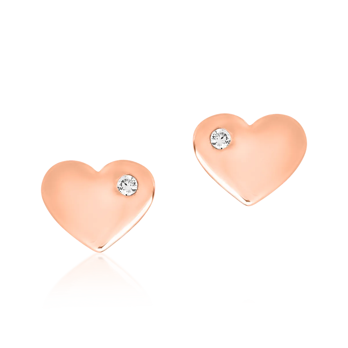 Rose gold hearts children earrings with diamonds of 0.01ct