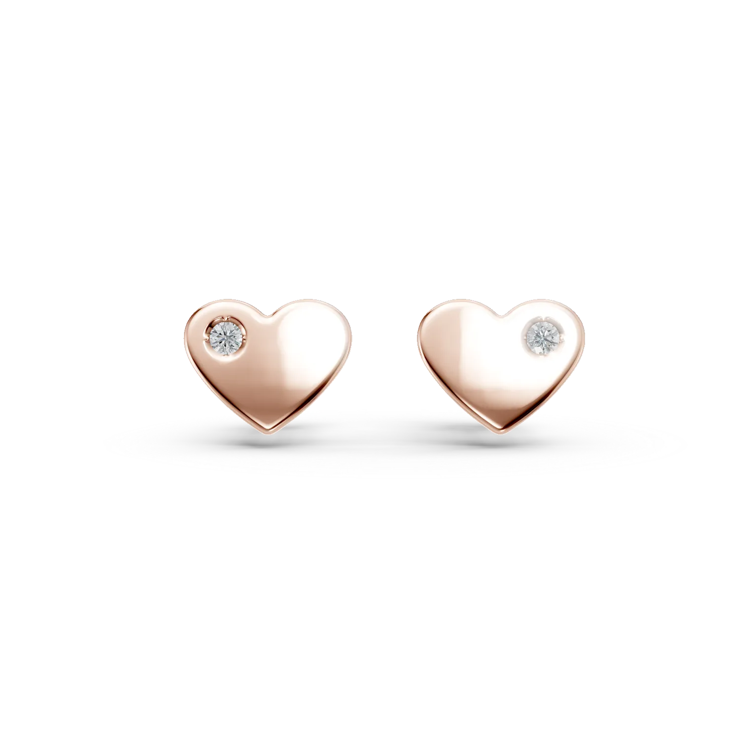 Cercei pentru copii cu inimioare din aur roz cu diamante de 0.01ct-55316