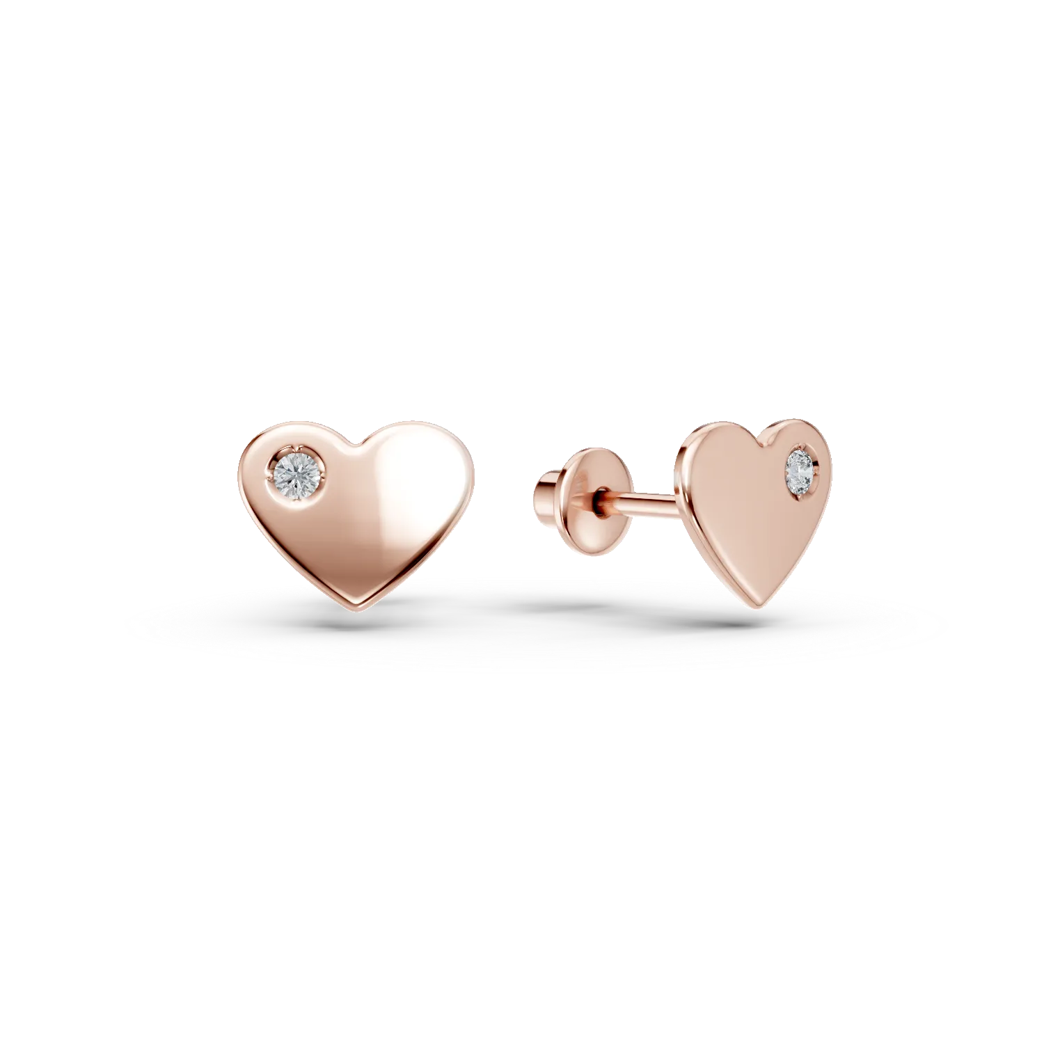 Teilor Cercei pentru copii cu inimioare din aur roz cu diamante de 0.01ct