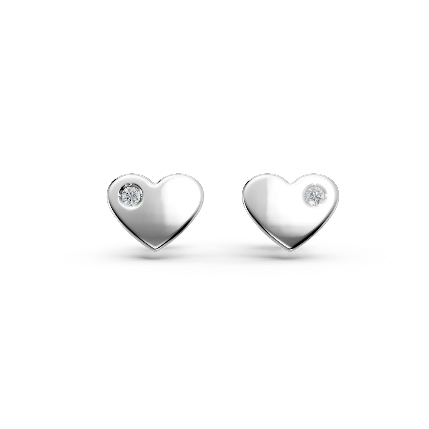 14K white gold hearts children earrings with diamonds of 0.02ct