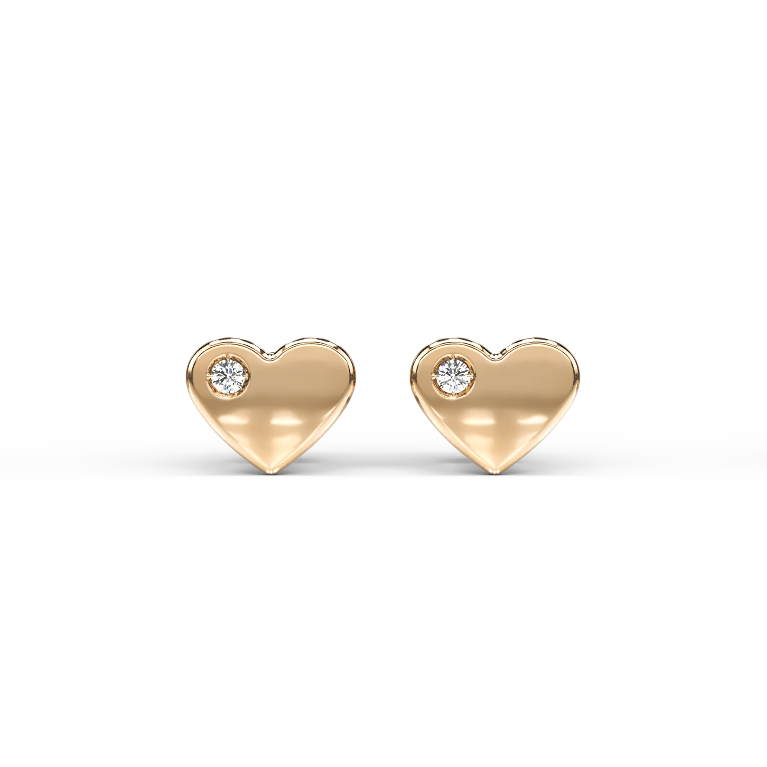 Yellow gold hearts children earrings with diamonds of 0.01ct