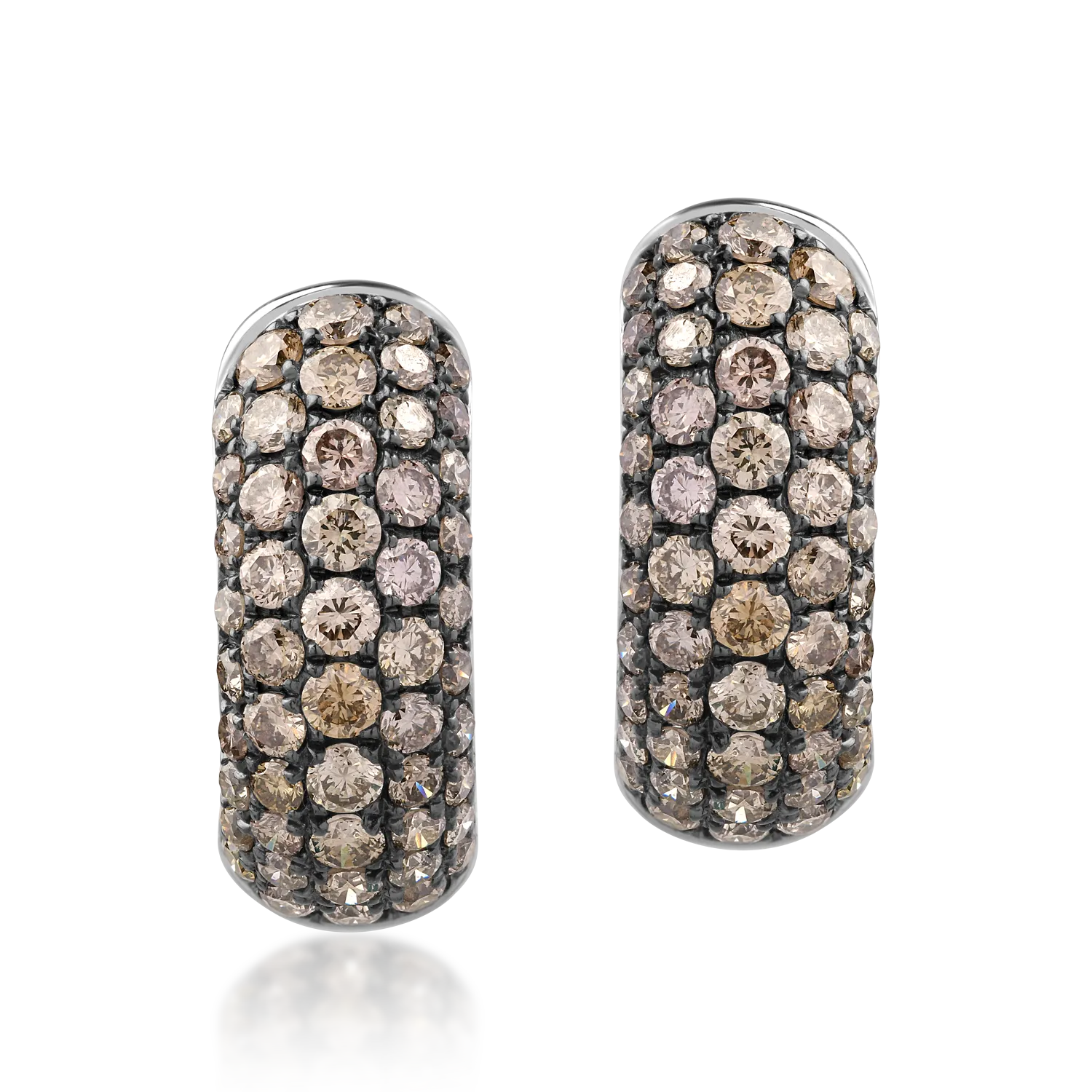 Teilor Cercei din aur alb cu diamante maro de 1.16ct