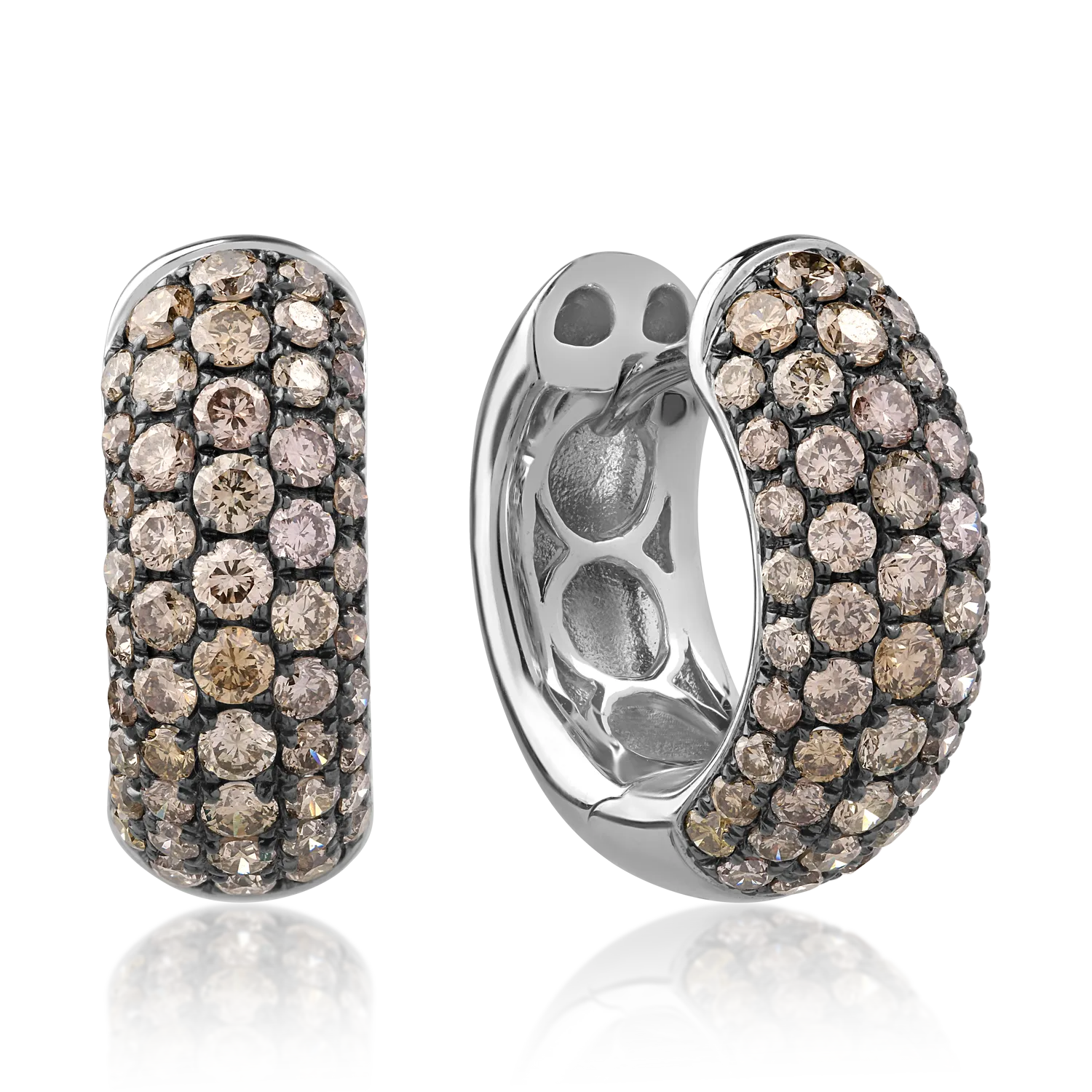 18K white gold earrings with 1.16ct brown diamonds