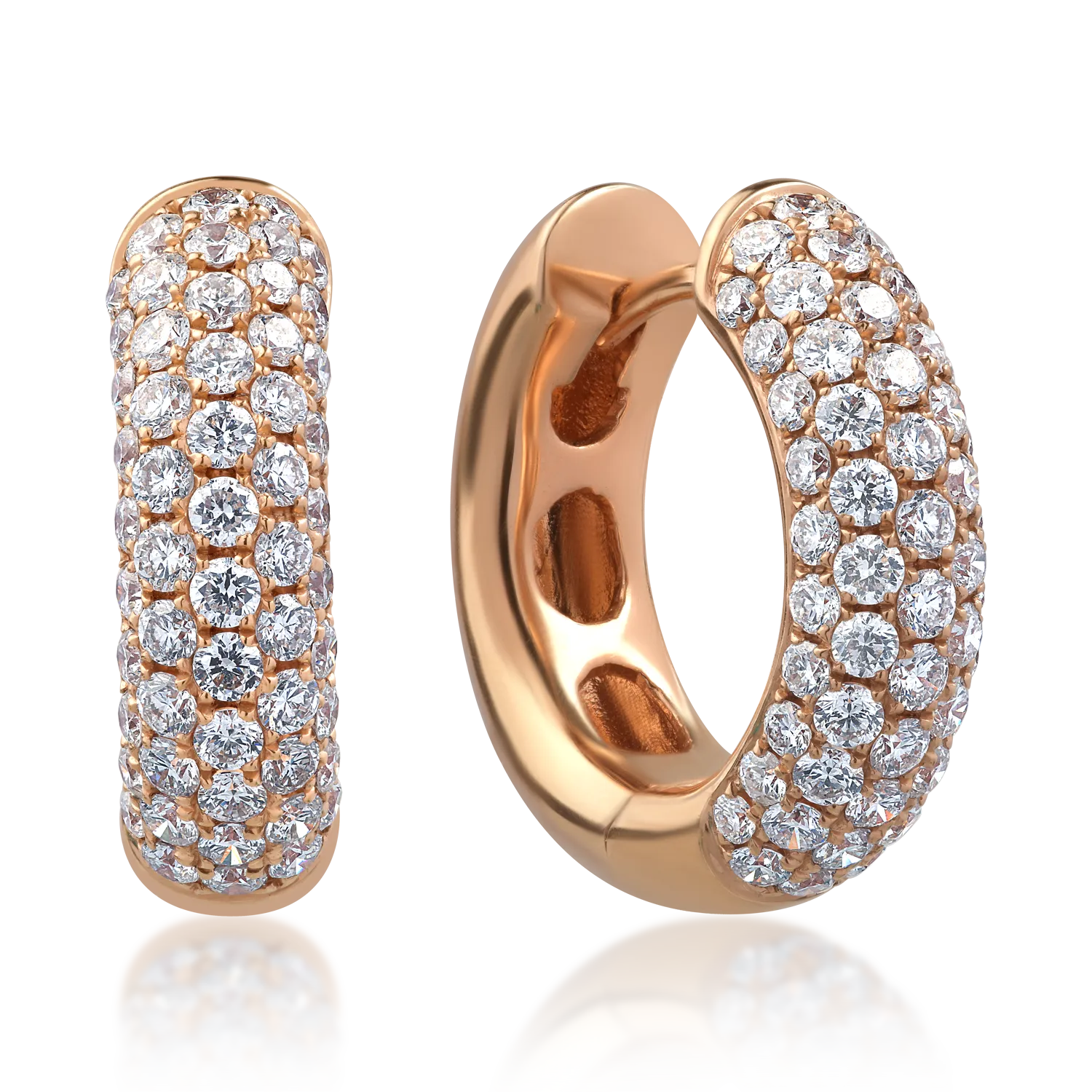 Обеци от розово злато 18K с диаманти 1.26ct