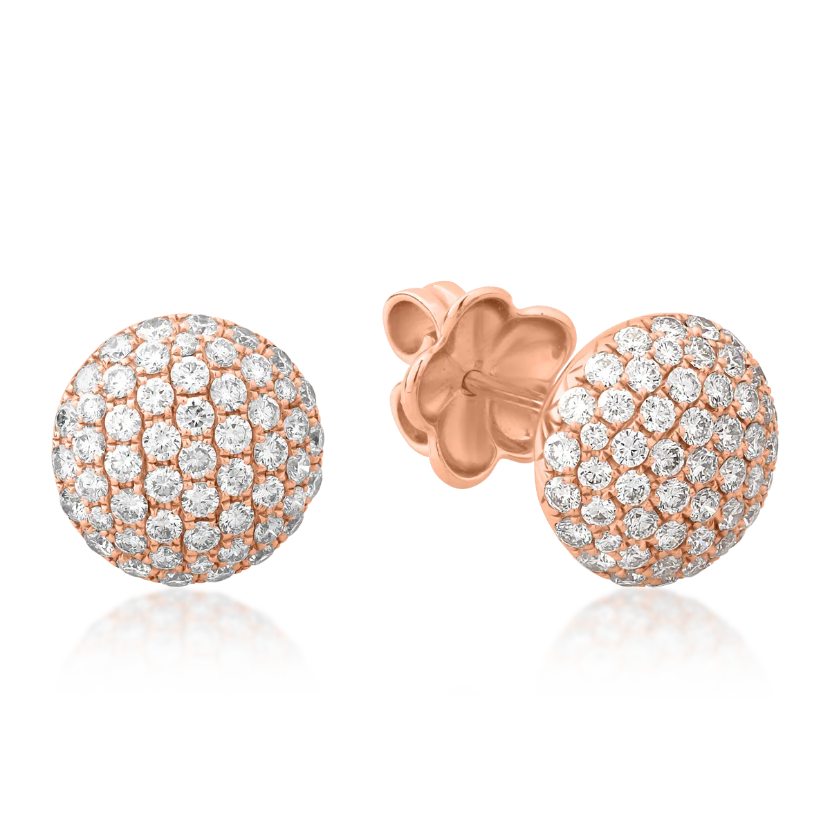 18K rose gold earrings with 1.76ct diamonds