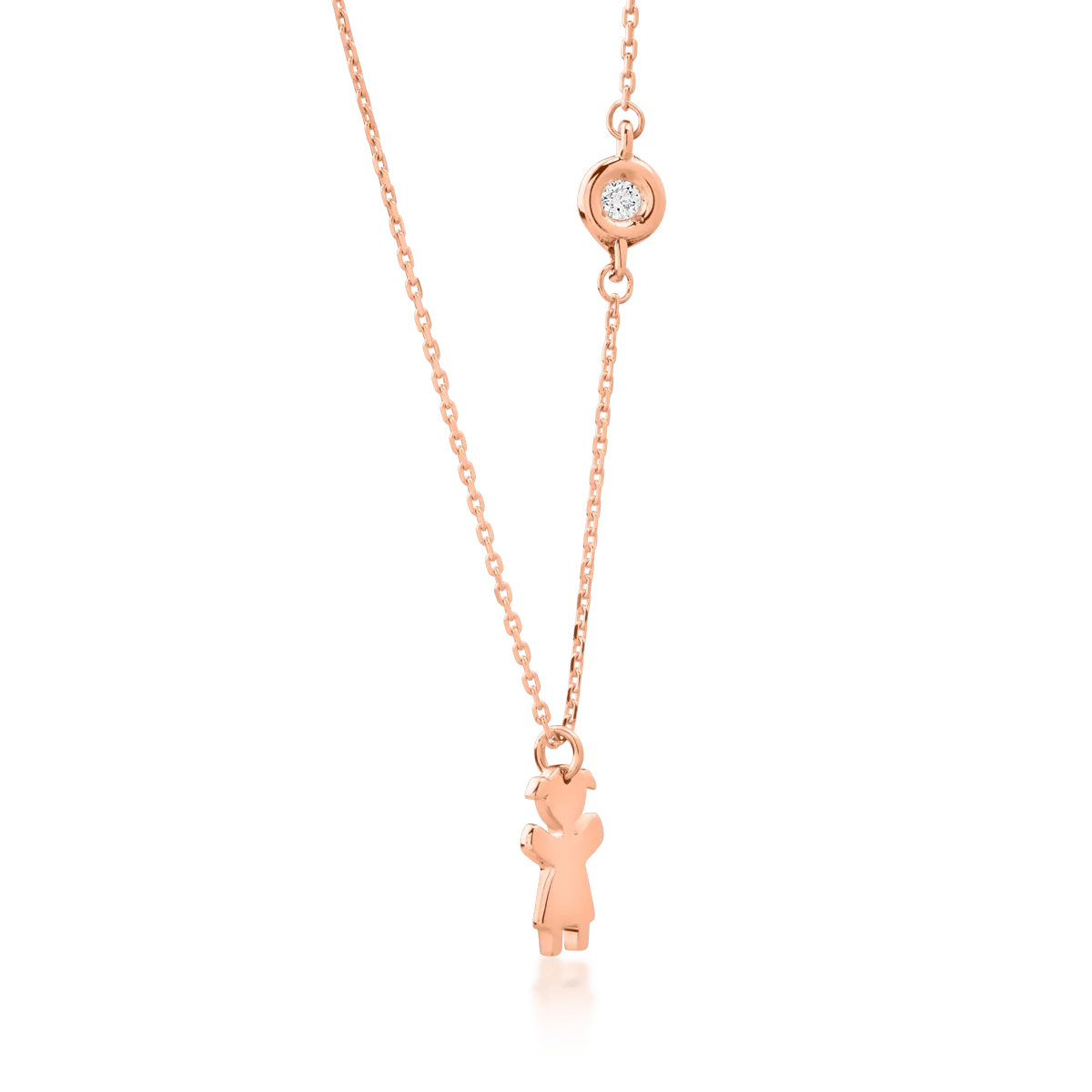 18K rose gold little girl pendant necklace with 0.02ct diamond