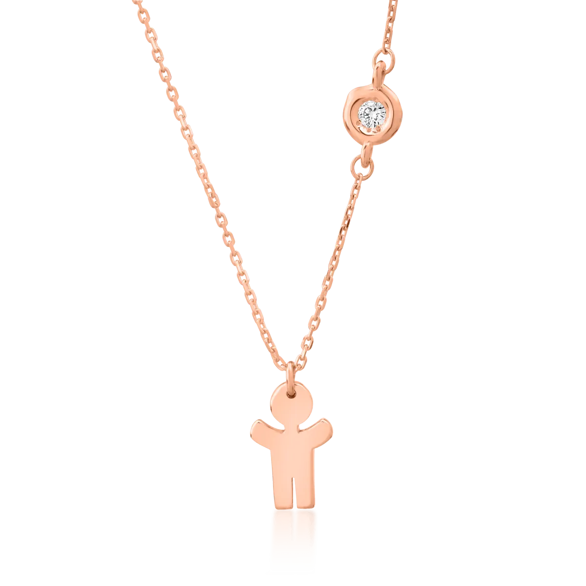 18K rose gold little boy pendant necklace with 0.02ct diamond