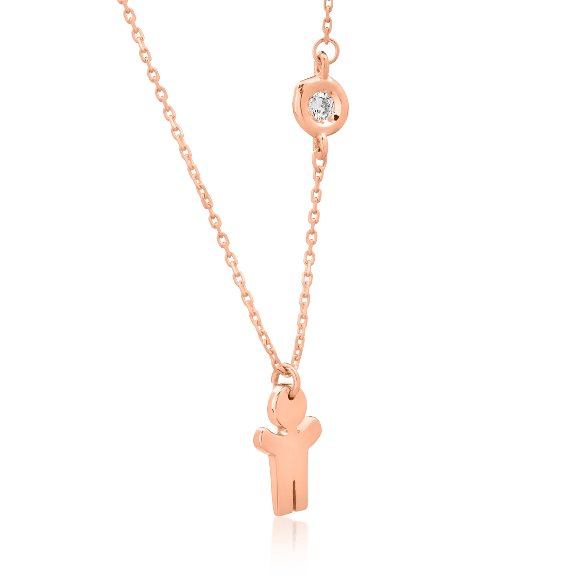 18K rose gold little boy pendant necklace with 0.02ct diamond