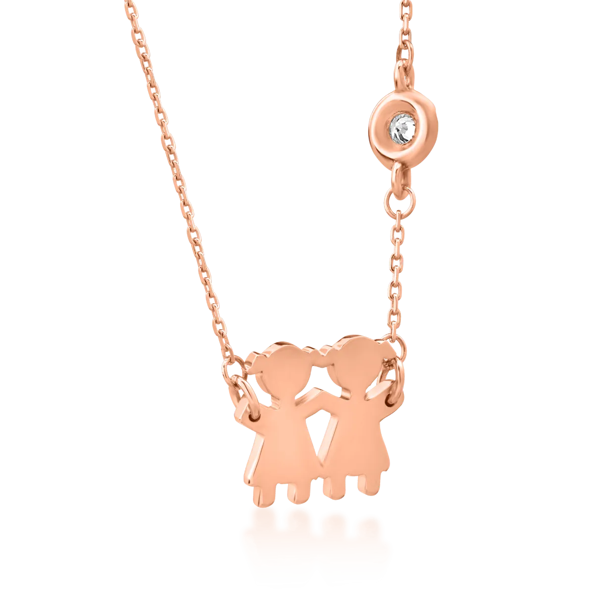 18K rose gold little girls pendant necklace with 0.02ct diamond