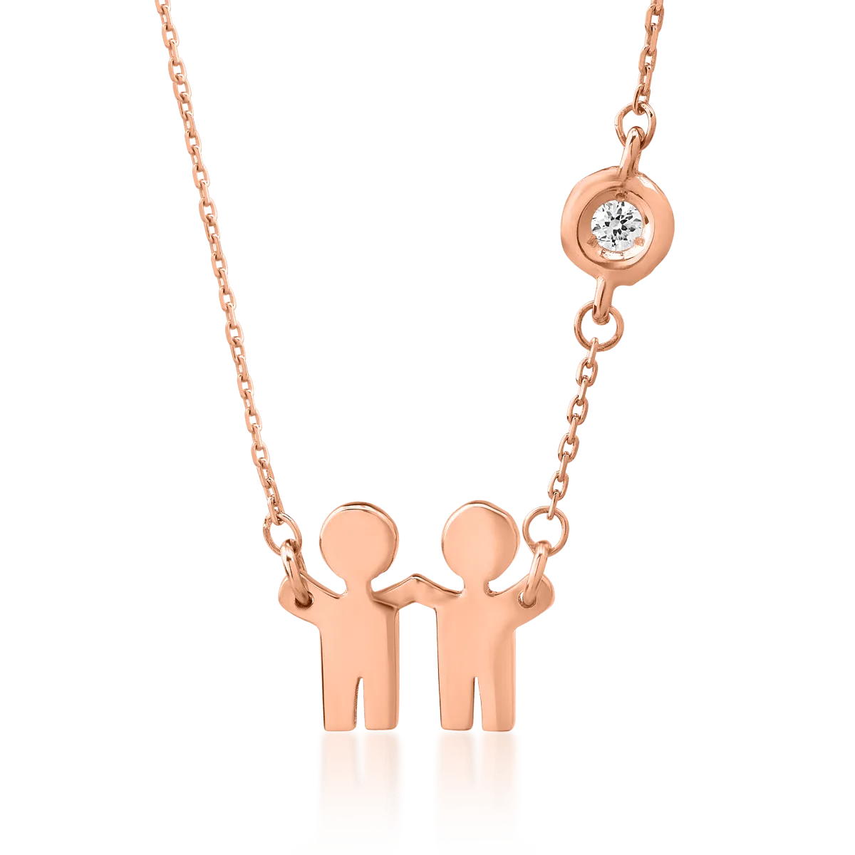 14K rose gold pendant necklace with diamond of 0.02ct