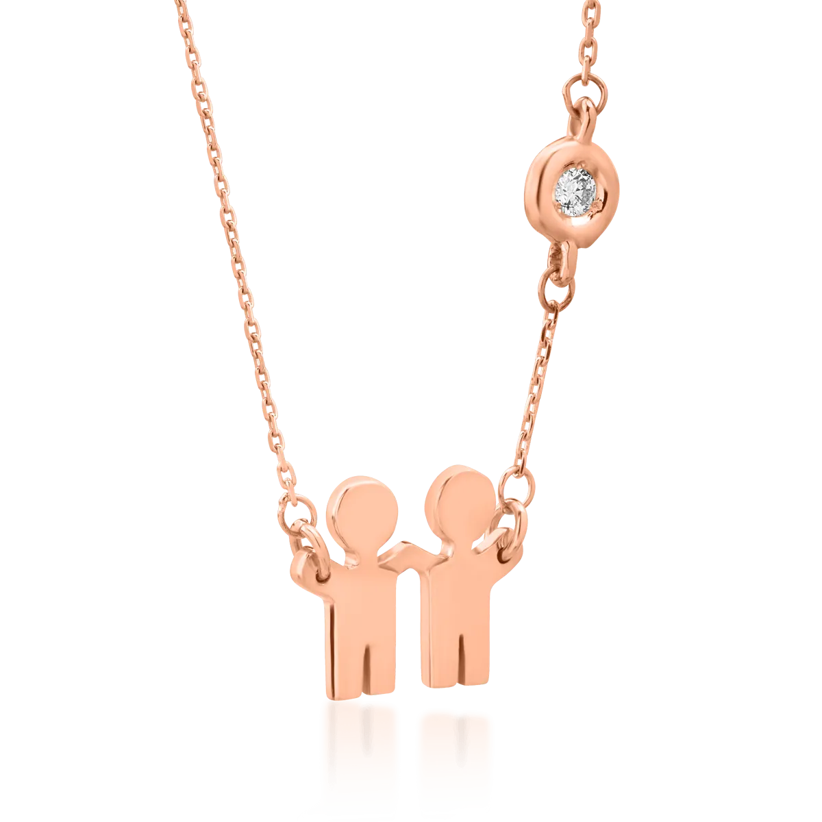 14K rose gold pendant necklace with diamond of 0.02ct