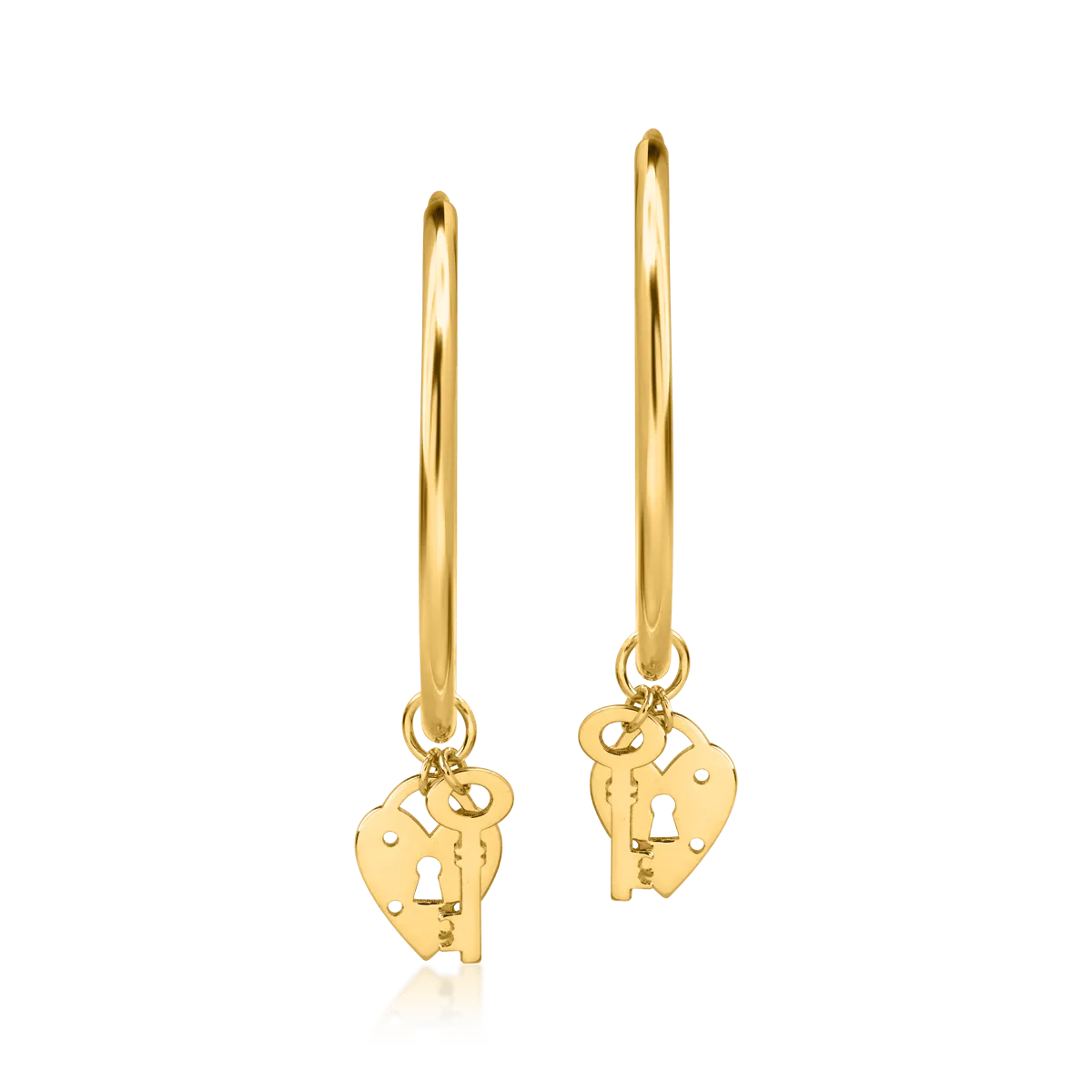 14K yellow gold hoop earrings with charms-55427