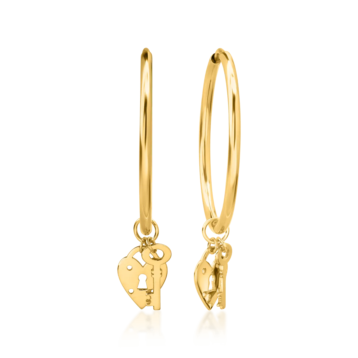 Kis fülbevaló charmmal 14K-os sárga aranyból