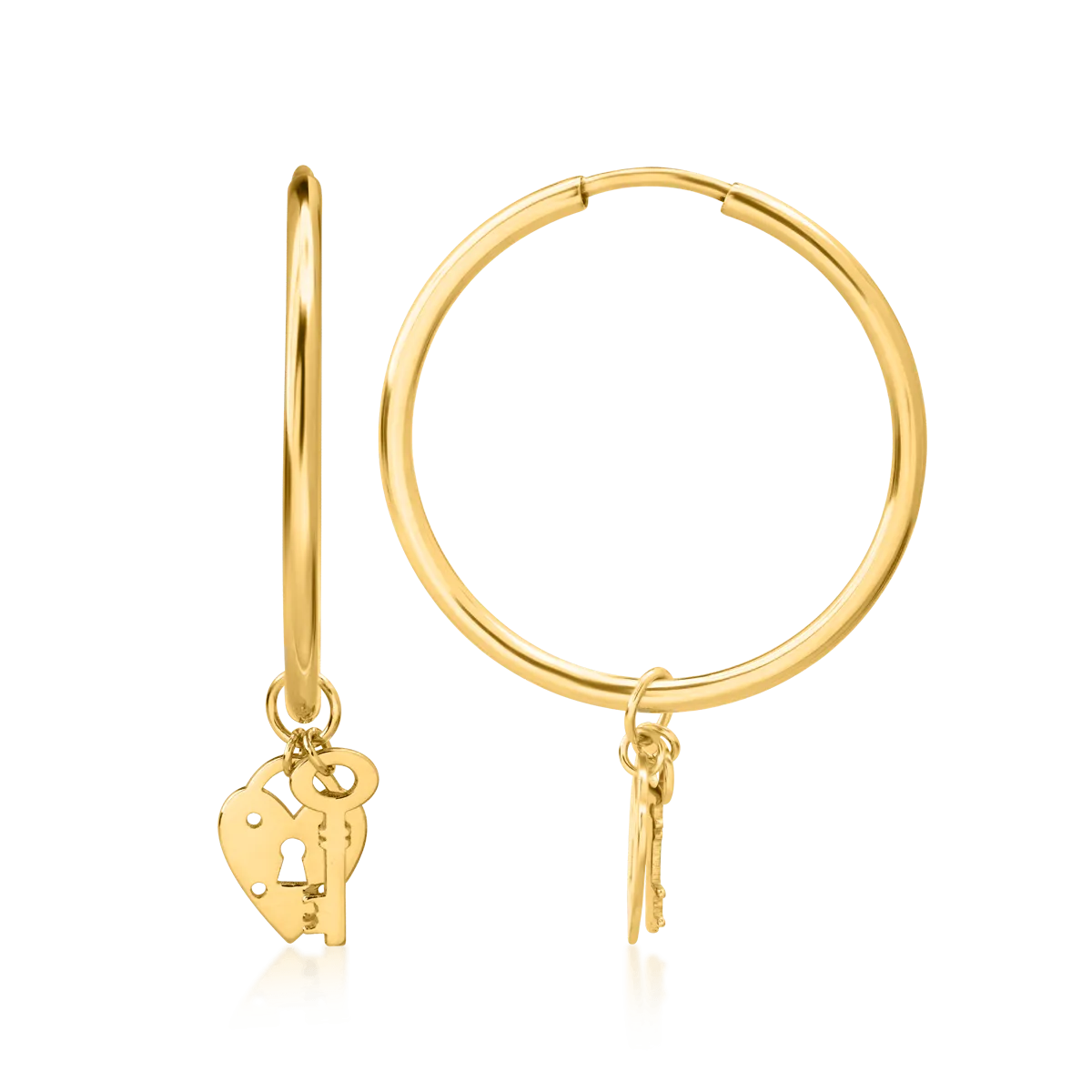 Kis fülbevaló charmmal 14K-os sárga aranyból