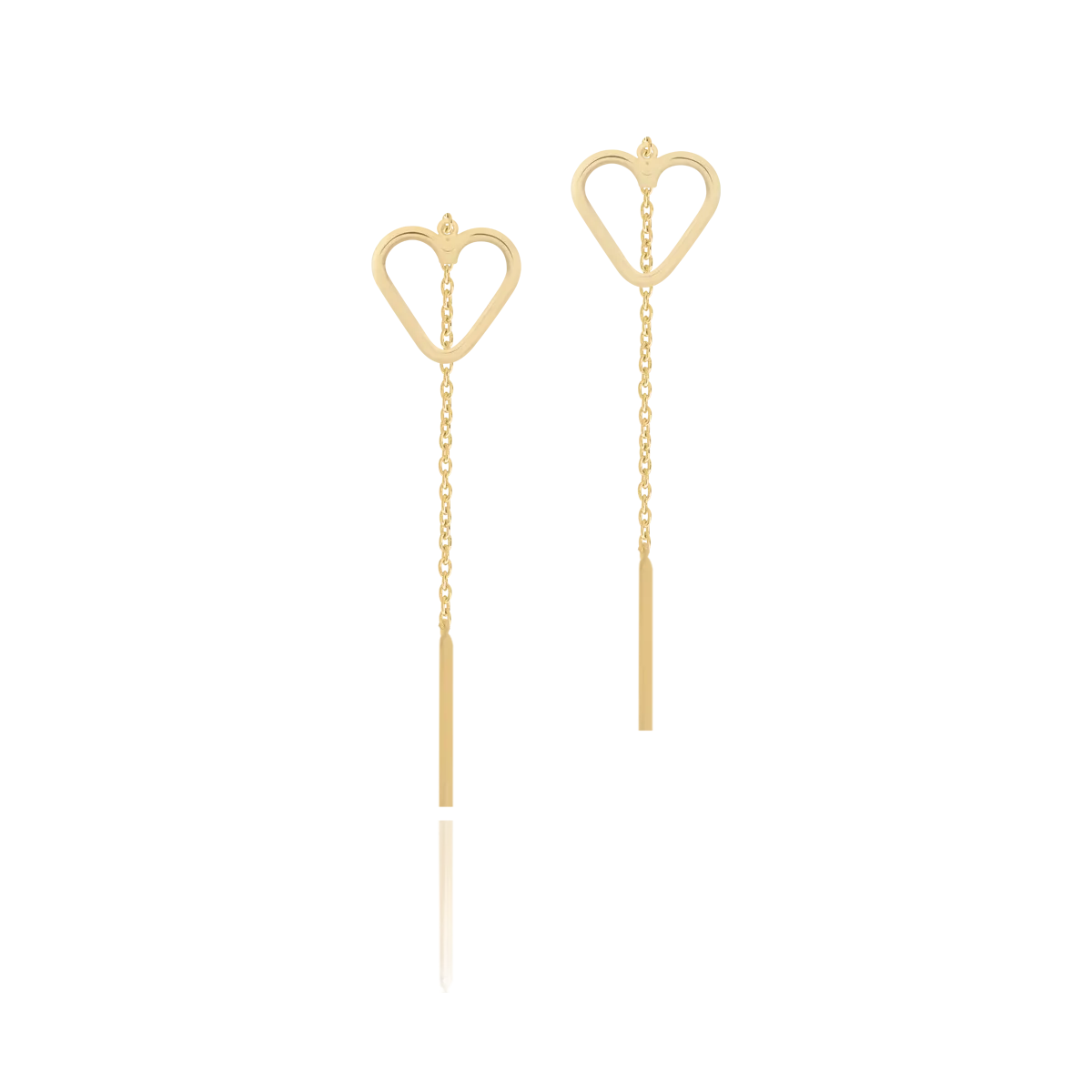 14K yellow gold hearts earrings