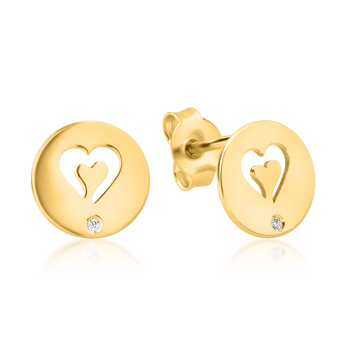 14K yellow gold coins and hearts earrings