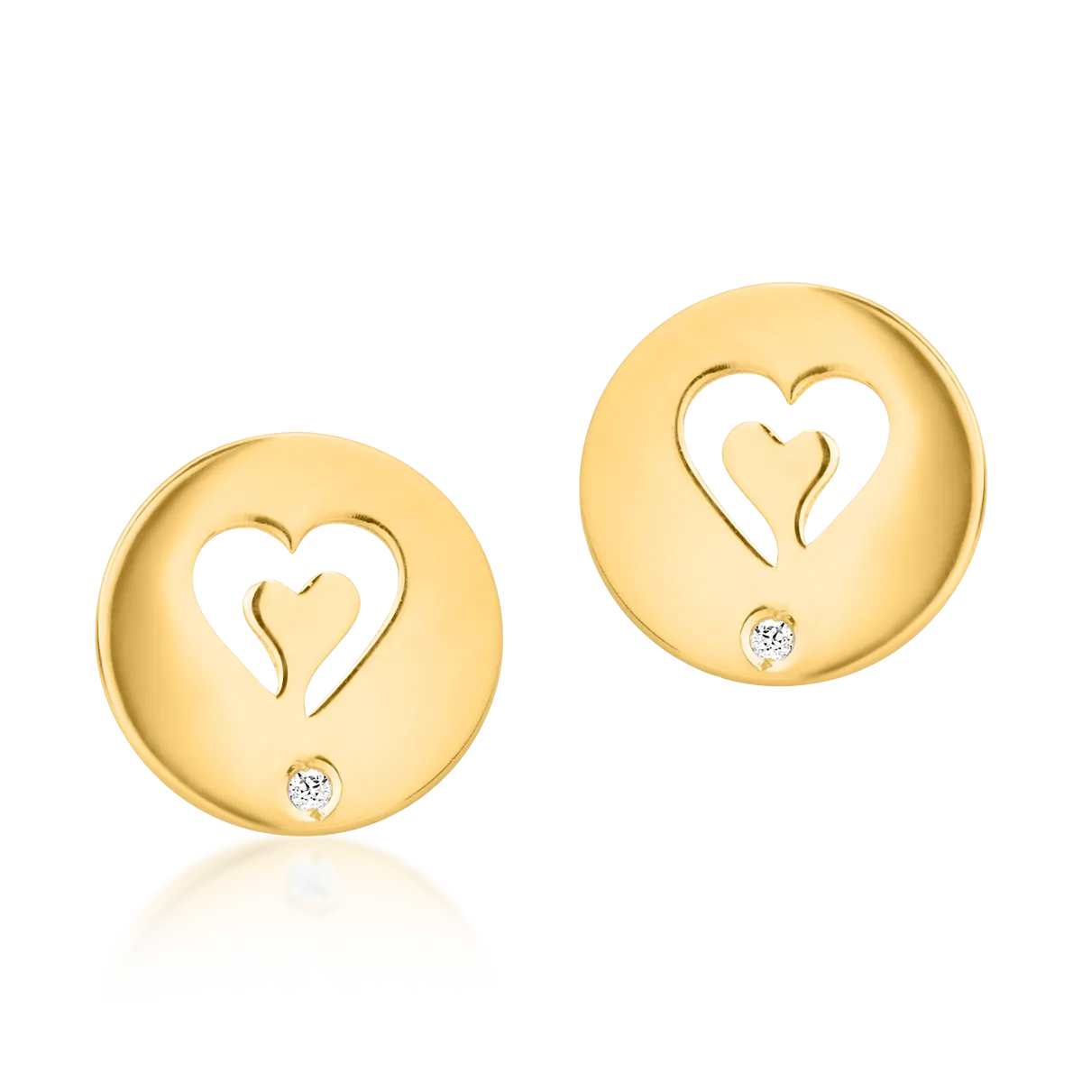 Cercei banuti si inimioare din aur galben