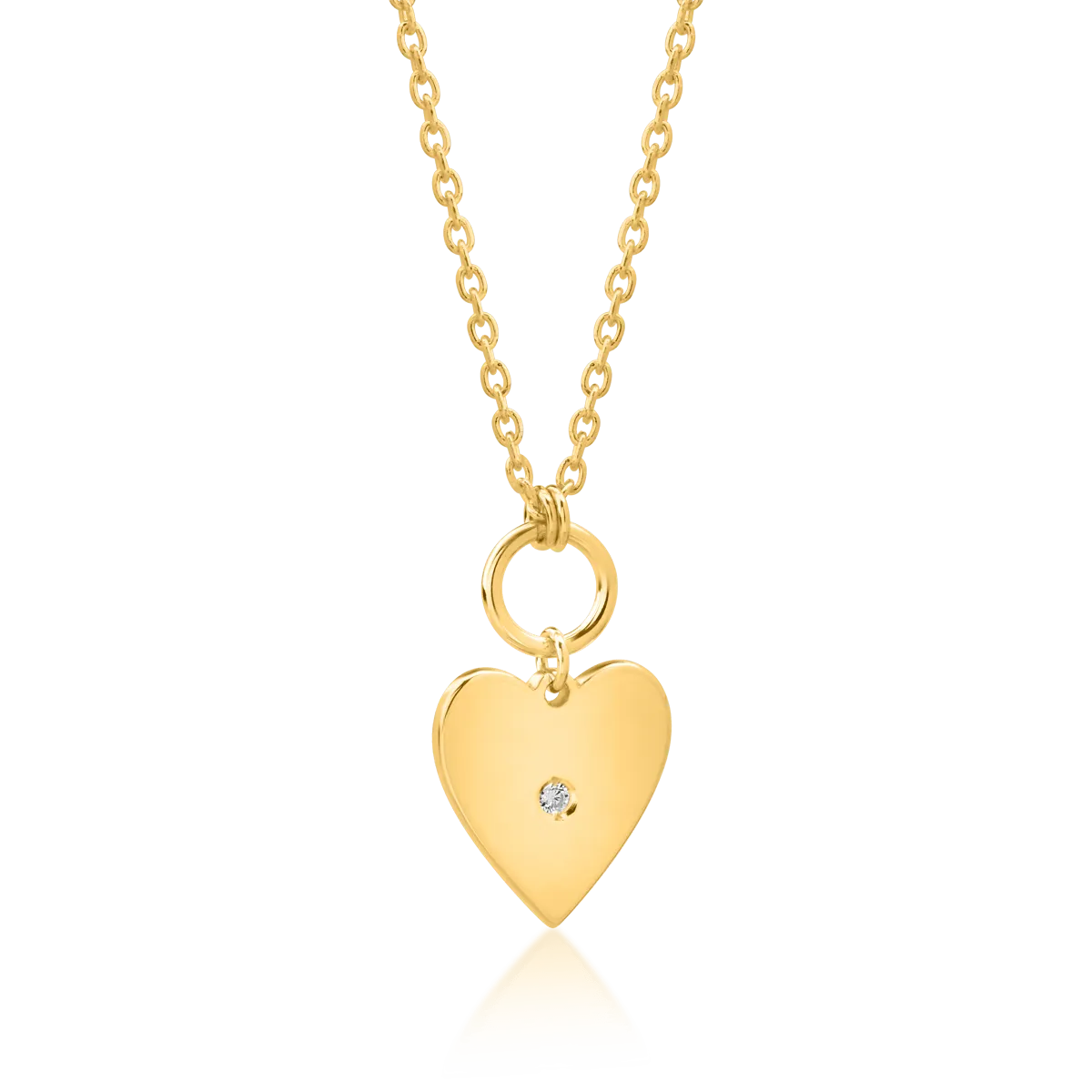 Lant cu pandantiv inimioara din aur galben