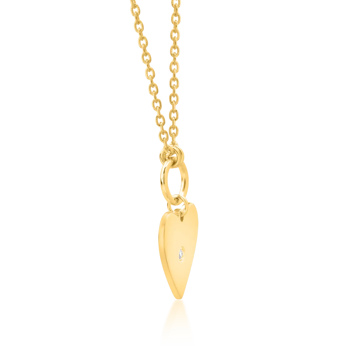 Lant cu pandantiv inimioara din aur galben