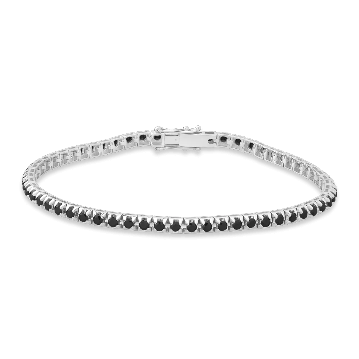 18K white gold tennis bracelet with 2.45ct black diamonds