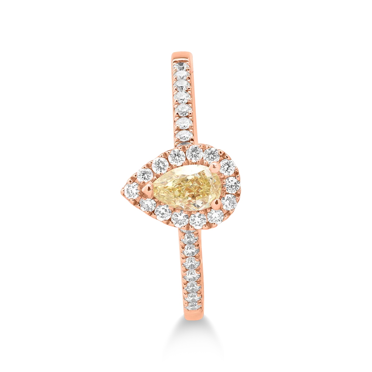 Inel din aur roz de 18K cu fancy diamond de 0.3ct si diamante transparente de 0.24ct