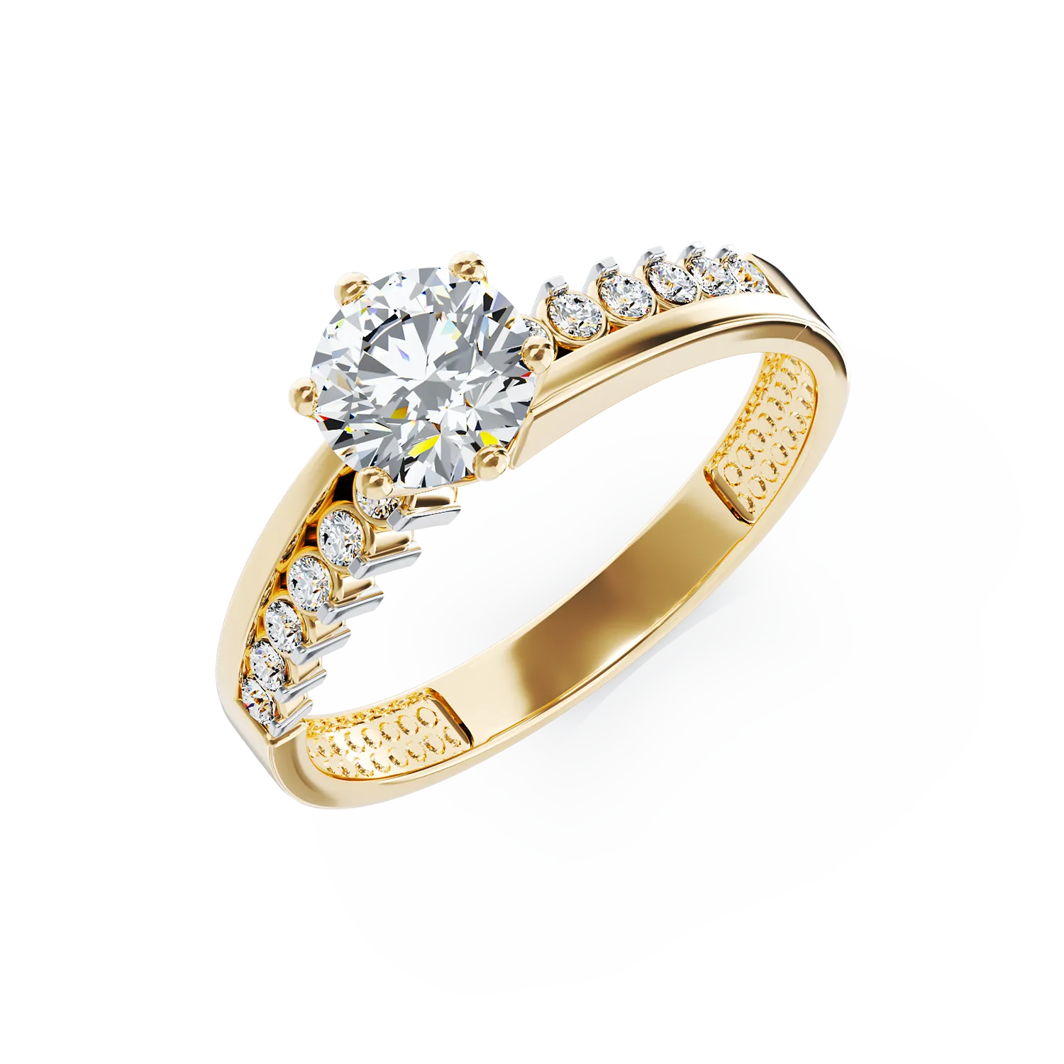 Eljegyzési gyűrű 14K-os sárga aranyból.