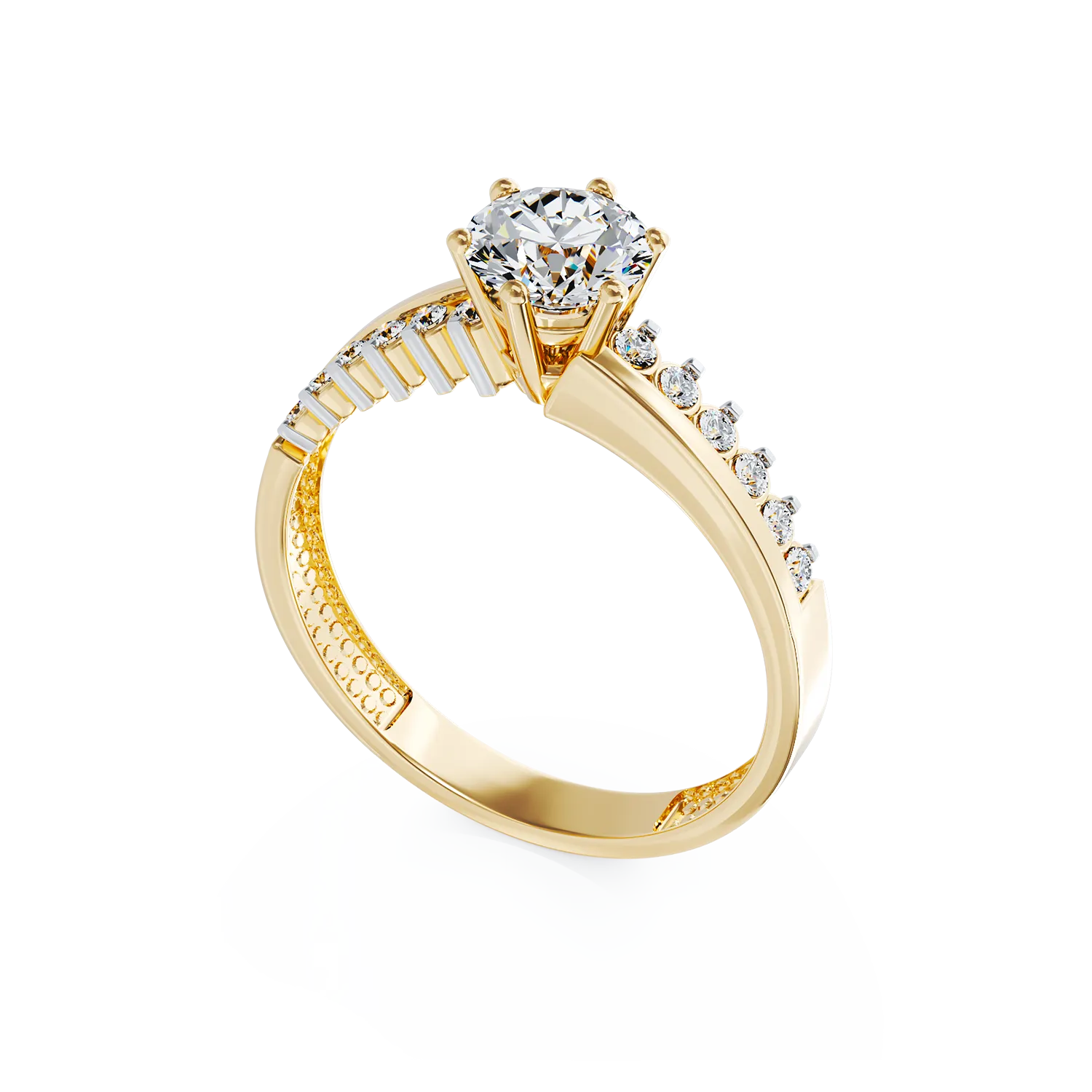 Eljegyzési gyűrű 14K-os sárga aranyból.