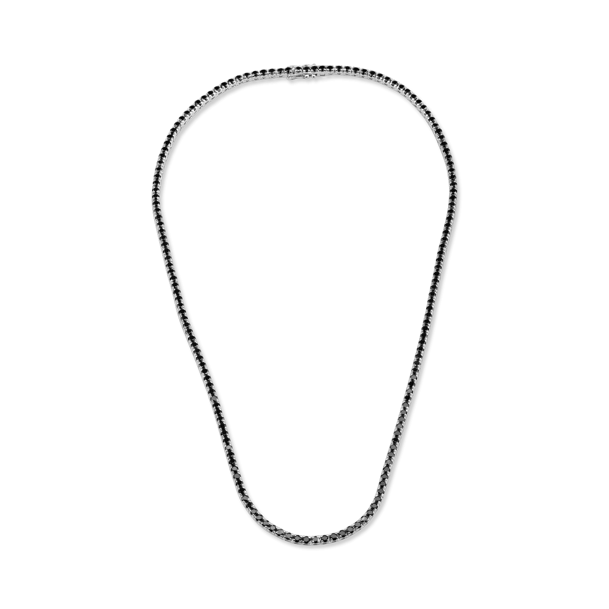18K white gold tennis necklace with 7.4ct black diamonds