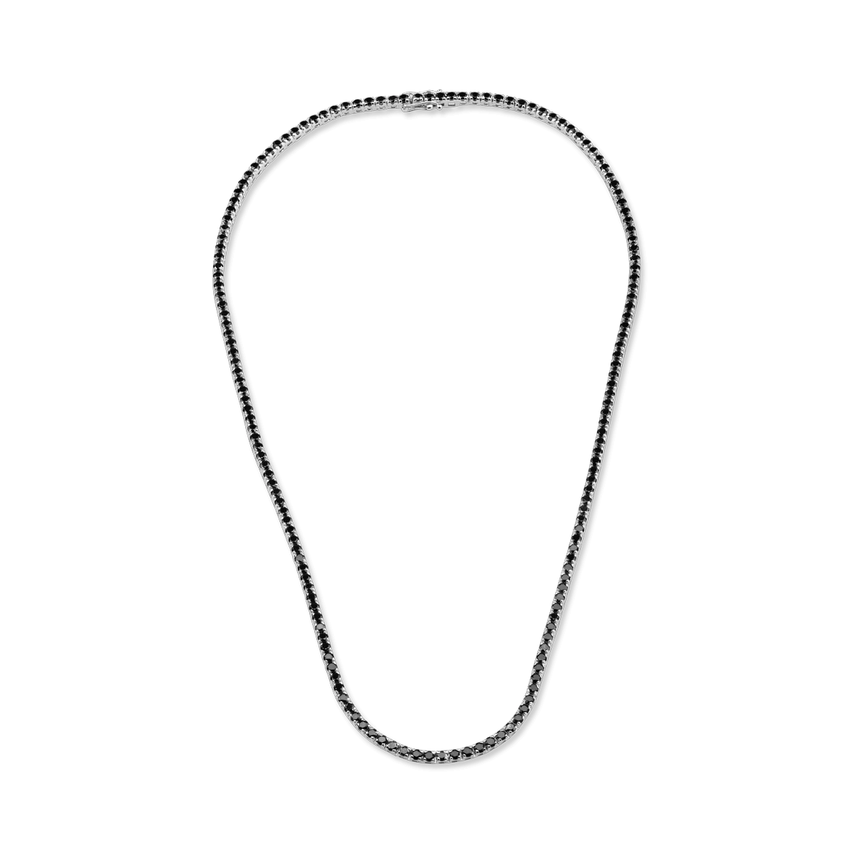 Colier tennis din aur alb de 18K cu diamante negre de 7.4ct