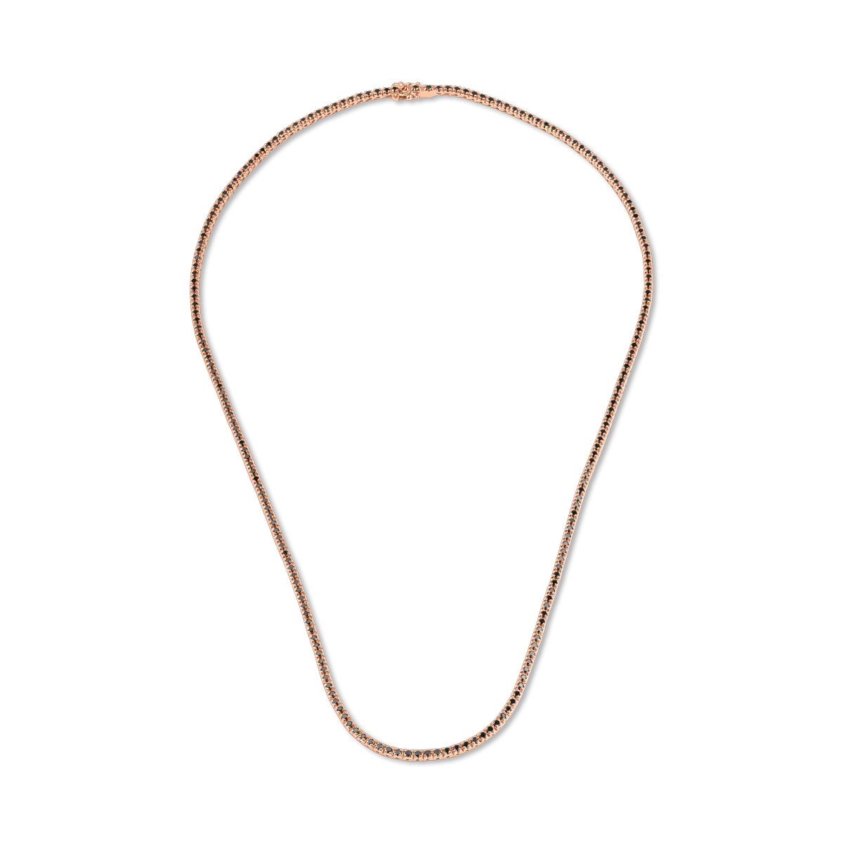 Colier tennis din aur roz de 18K cu diamante negre de 2.35ct