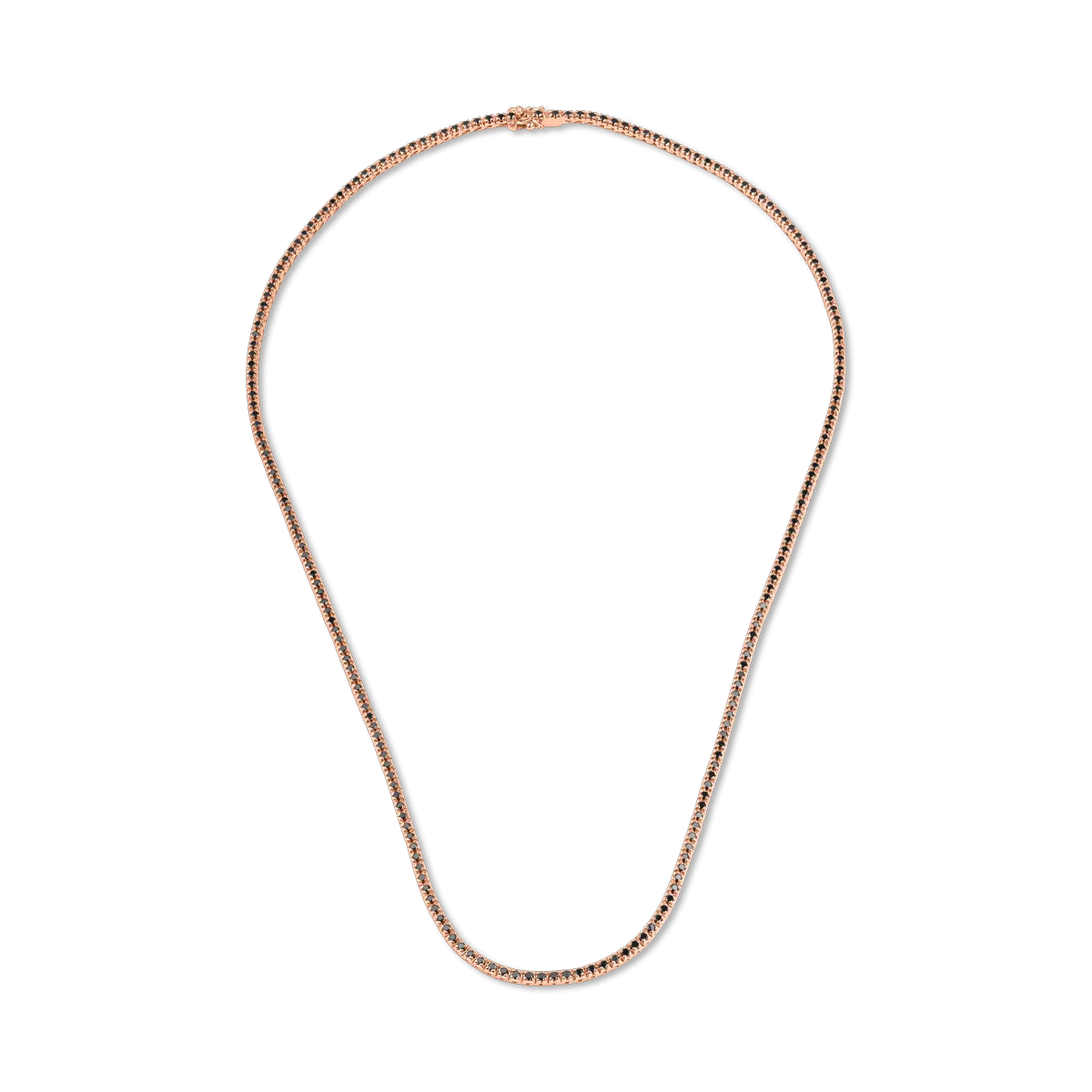 18K rózsaszín arany tenisz nyaklánc 2.25ct fekete gyémántokkal