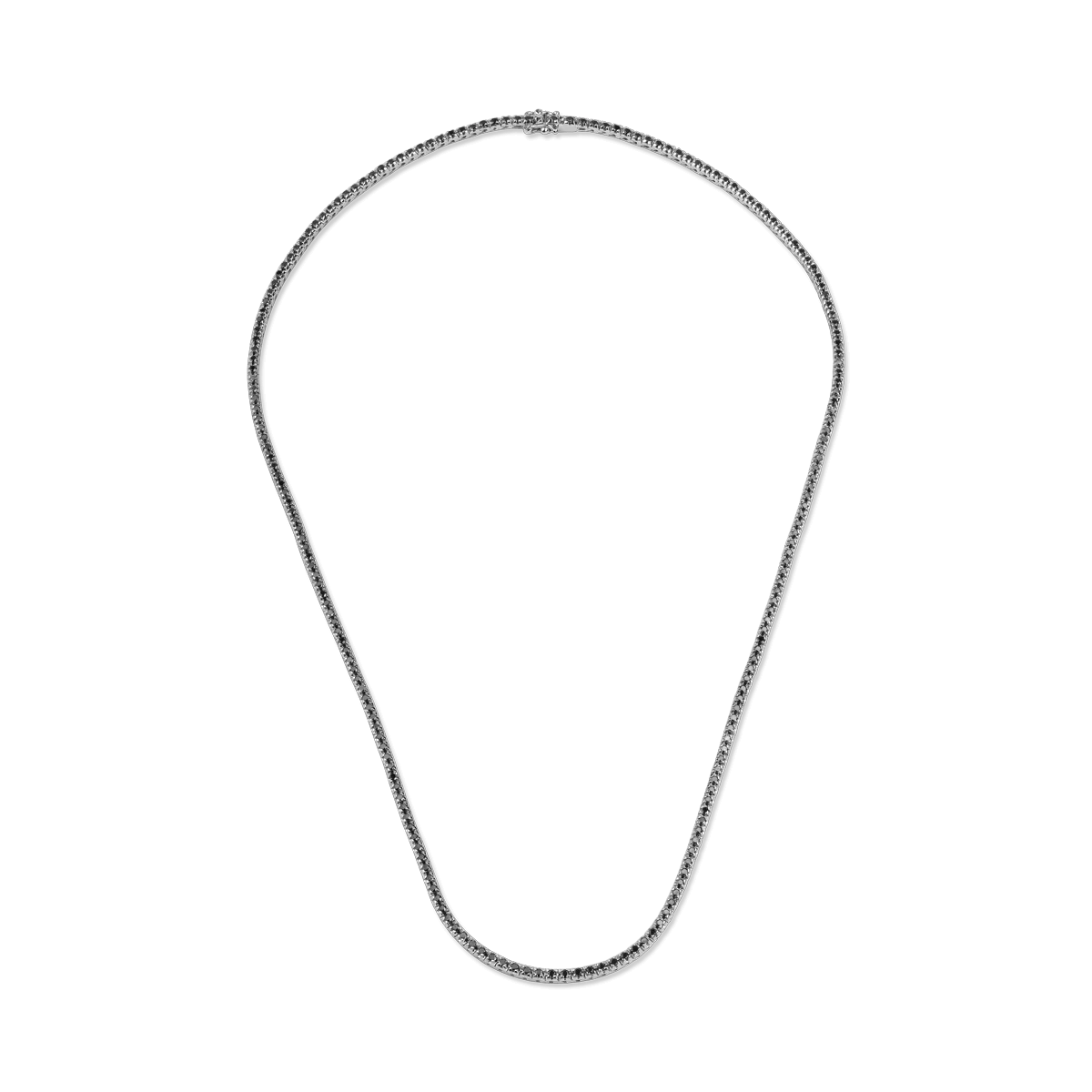 18K white gold tennis necklace with 2.35ct black diamonds