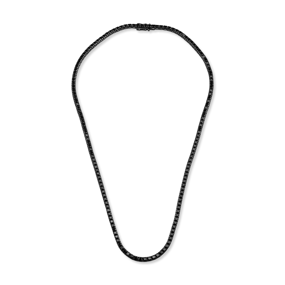 Colier tennis din aur negru de 18K cu diamante negre de 8.7ct