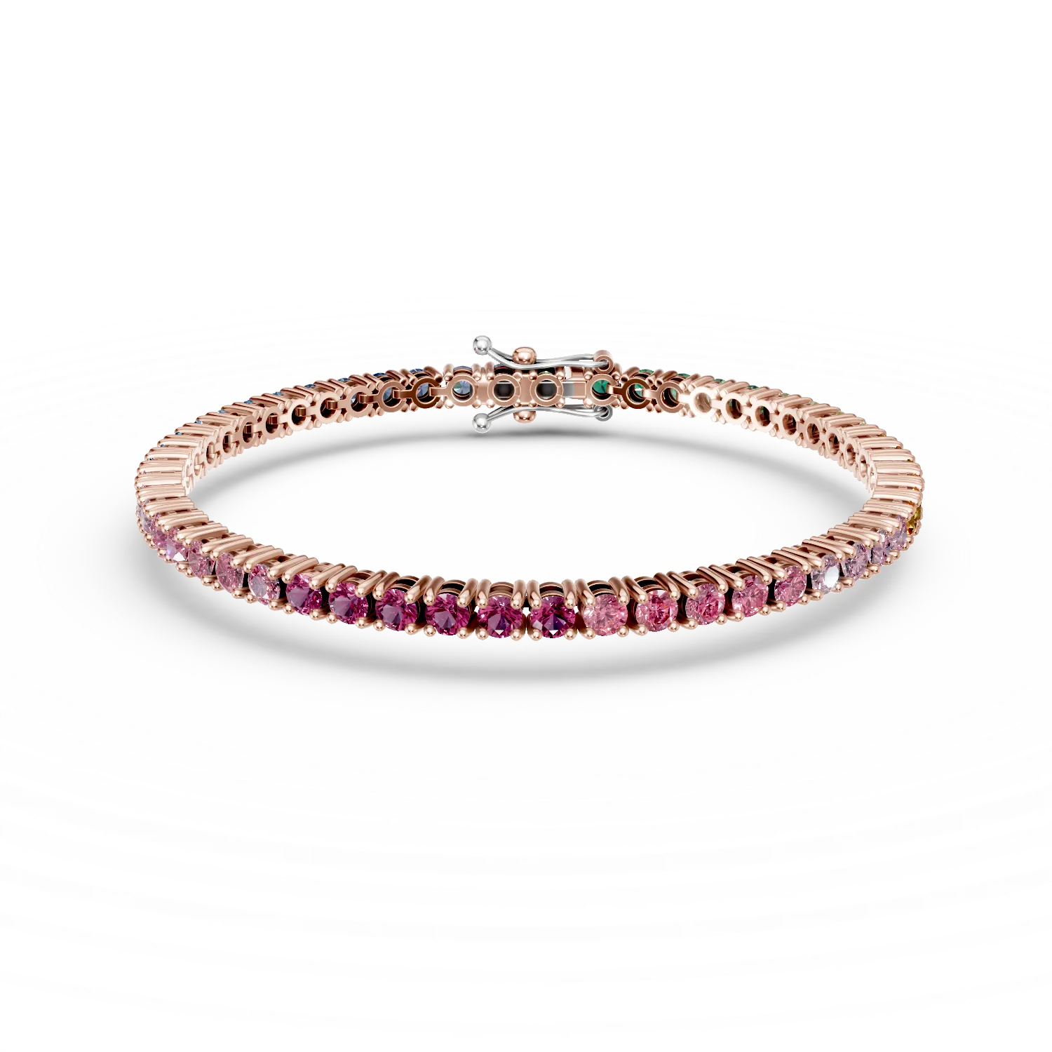 Karkötő 18K-os rózsaszín aranyból 4,75ct többszínű zafírral-55768