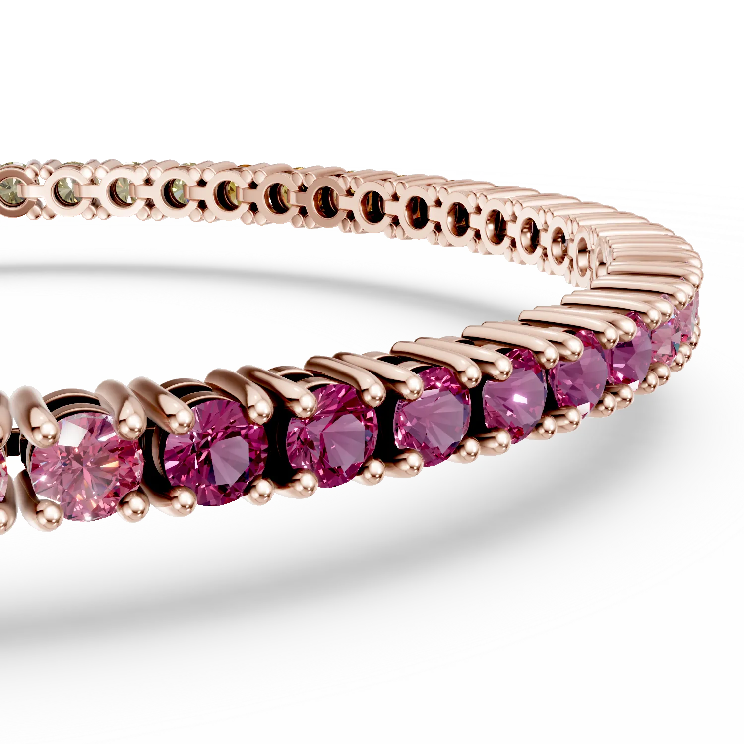 Karkötő 18K-os rózsaszín aranyból 4,75ct többszínű zafírral