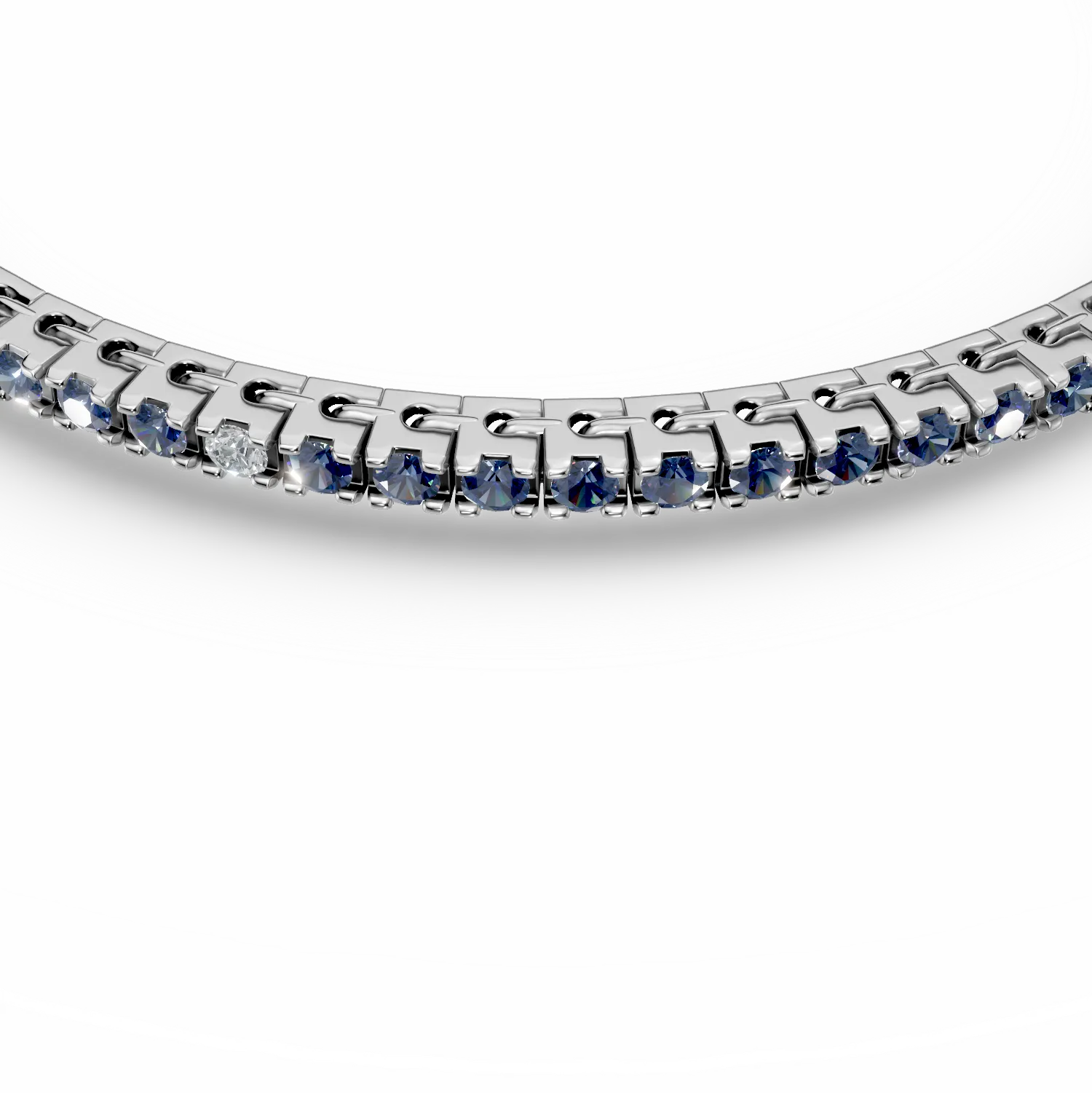 Bransoletka z 18K białego złota, szafiry 2.5kr i diamenty 0.15kr