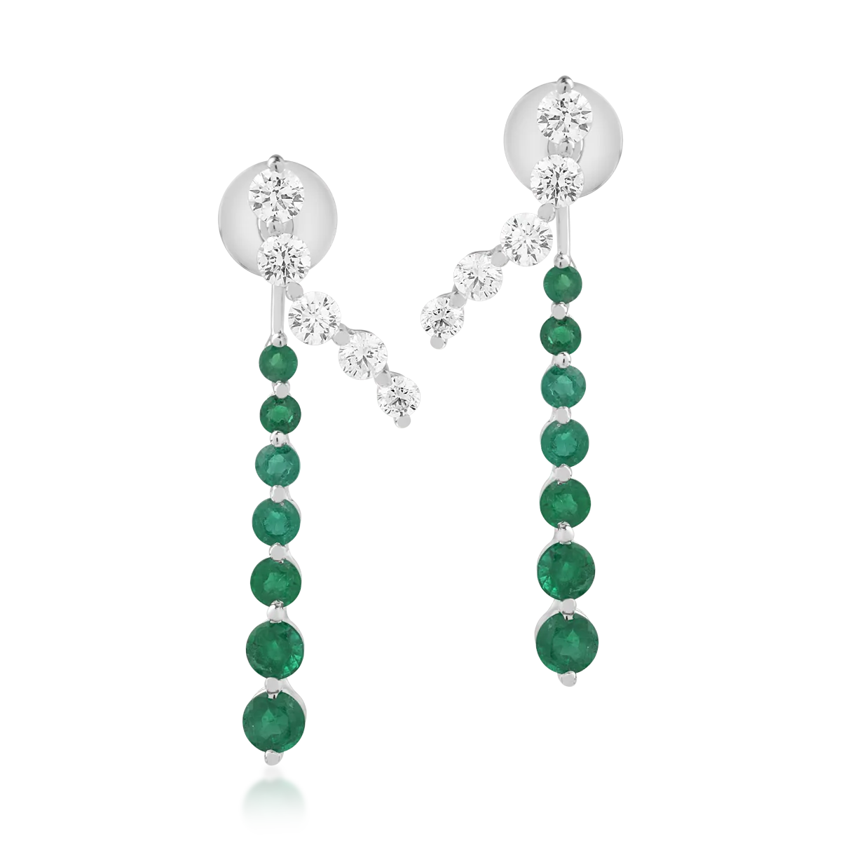 18K fehérarany fülbevaló 2.2ct smaragddal és 1.45ct gyémánttal