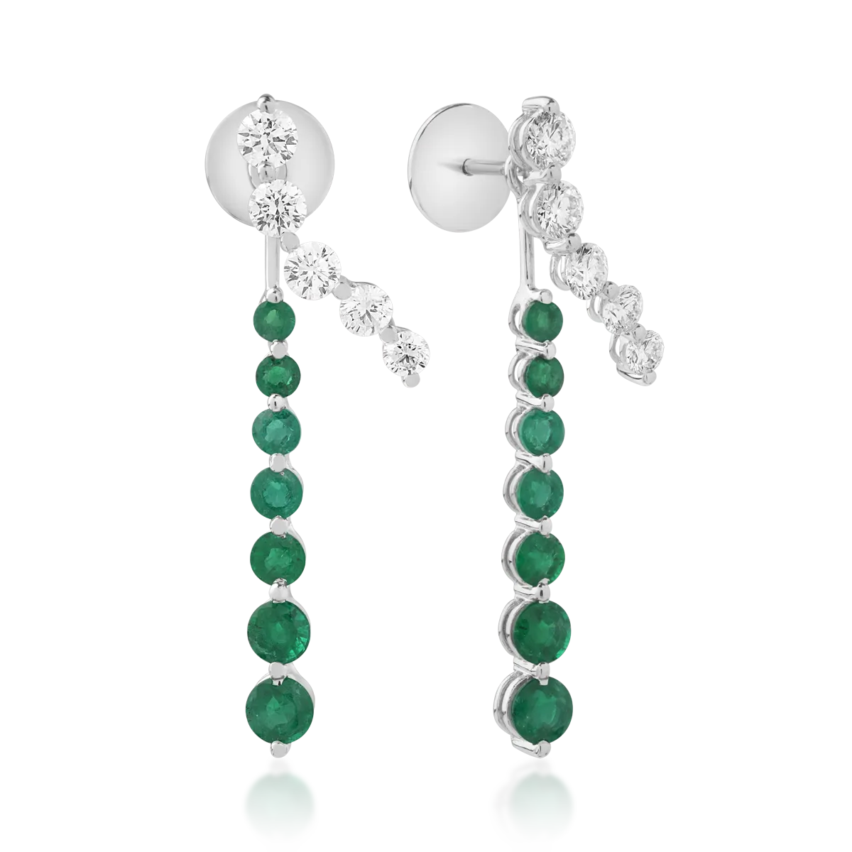 Cercei din aur alb cu smaralde de 2.2ct si diamante de 1.45ct