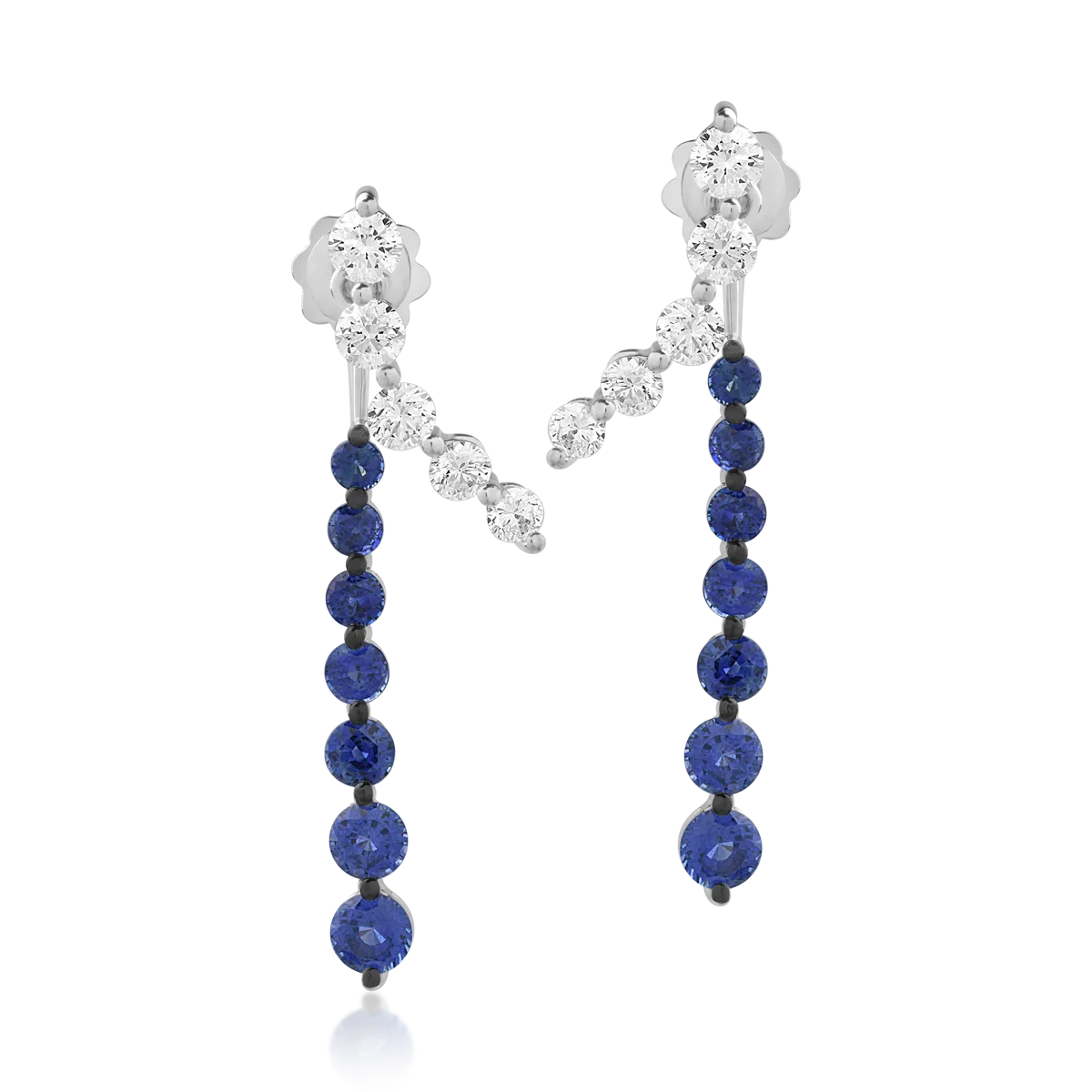 18K white gold earrings with 3.04ct sapphires and 1.43ct diamonds