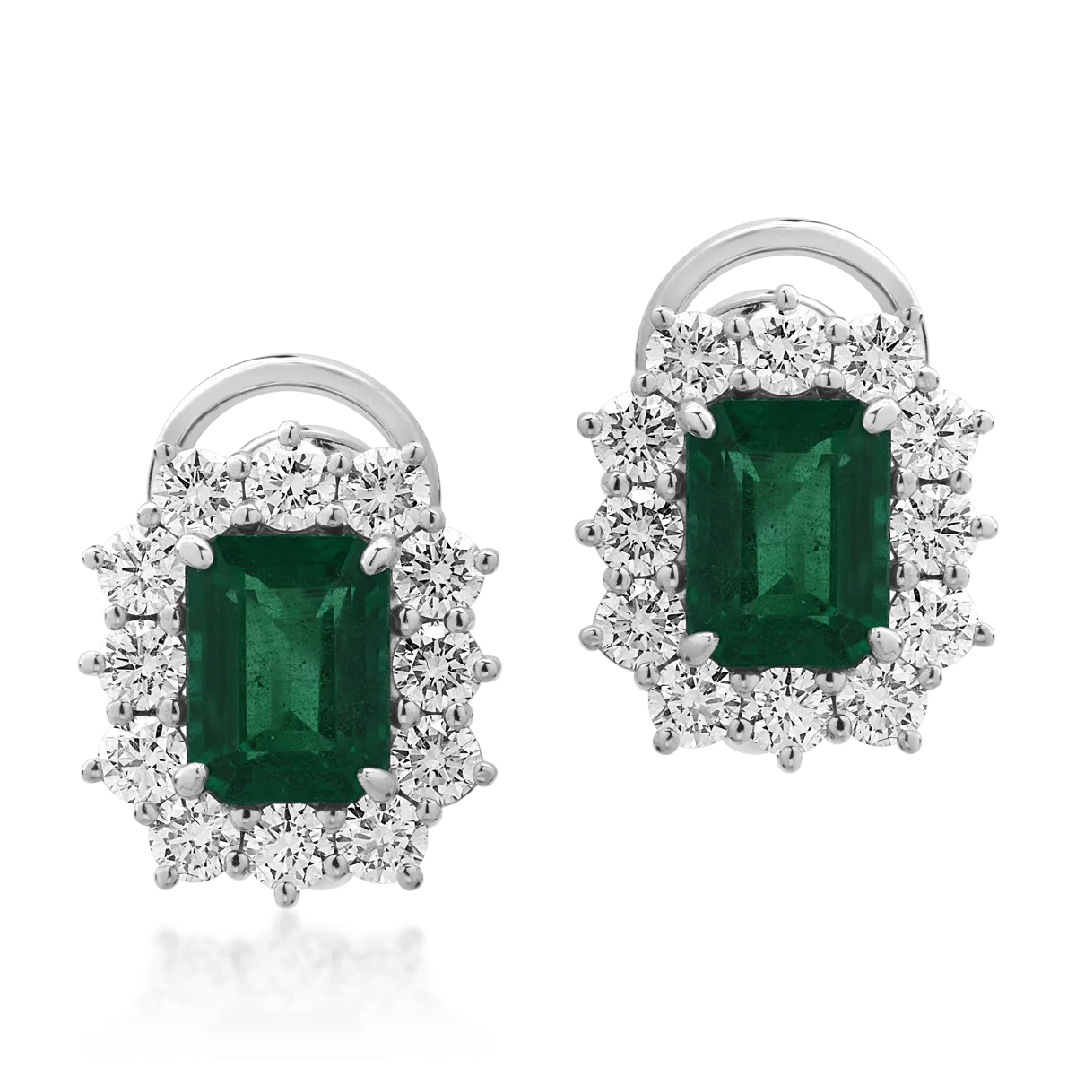 Teilor Cercei din aur alb cu smaralde eemrald de 3.55ct si diamante round de 1.98ct